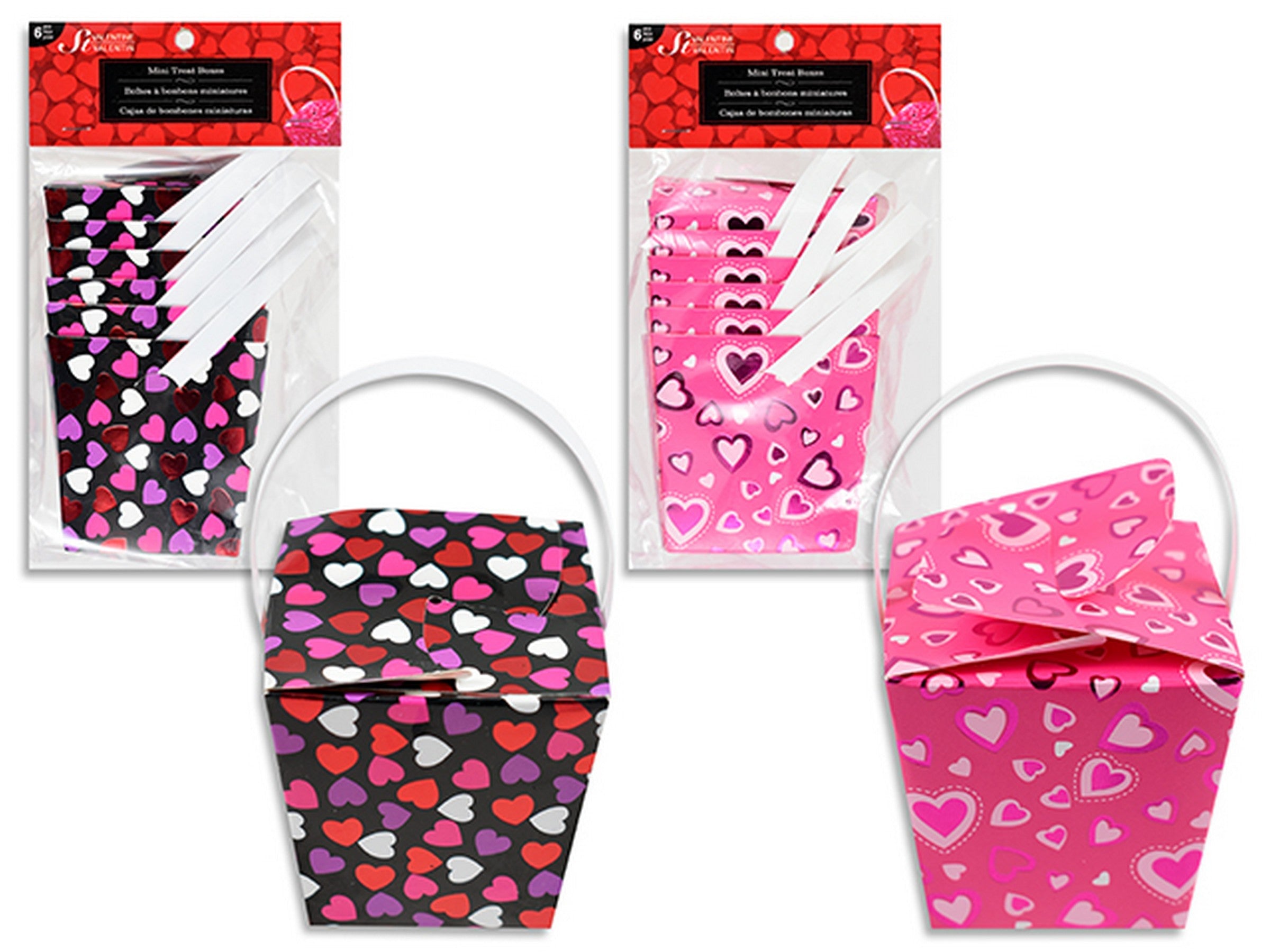 Valentine's Day 6 Foil Printed Mini Treat Boxes 2.3x2.3x2.3in VRT