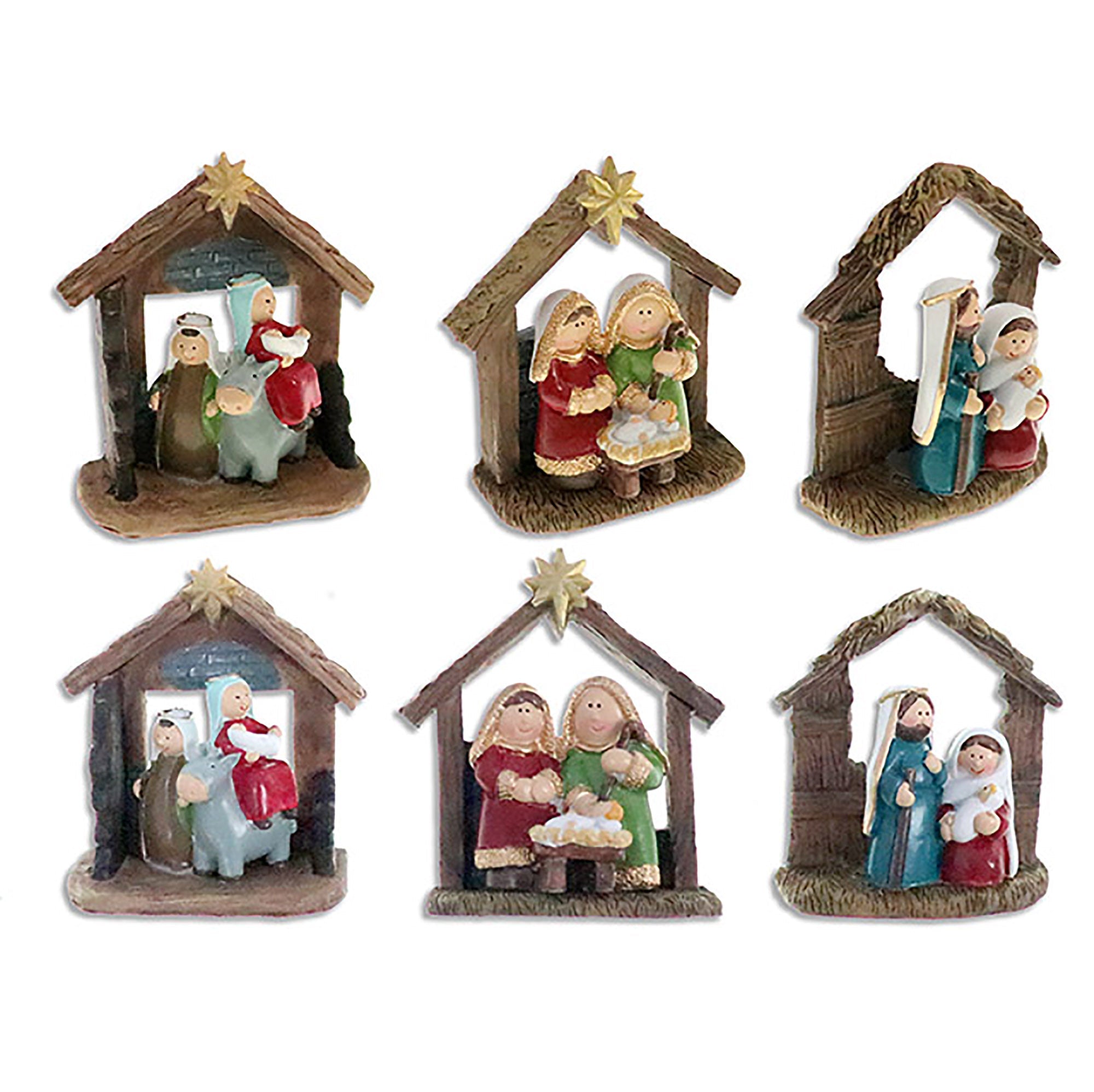 Christmas Wooden Polyresin Nativity Scene Figurine 3.38x3.75in VRT