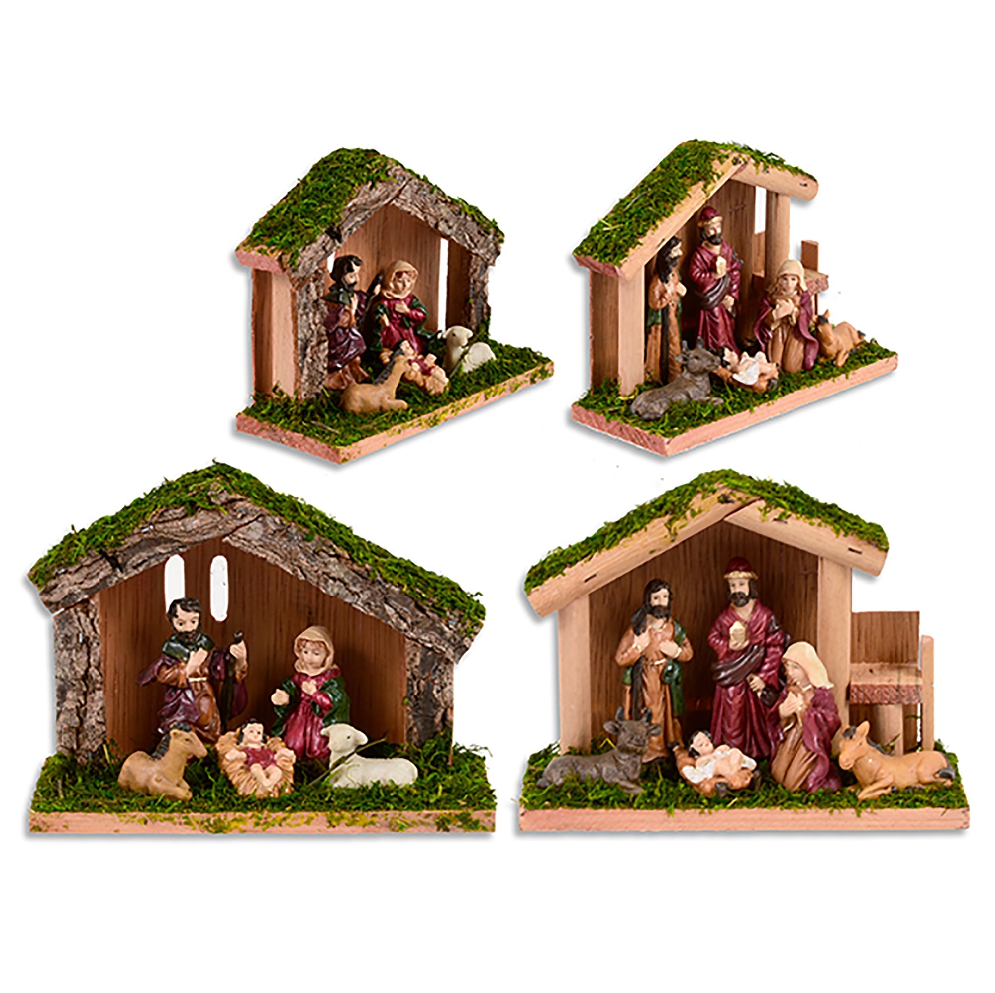 Christmas Wooden Polyresin Character Nativity Scene Figurine 5.87x4.38x2.5in VRT