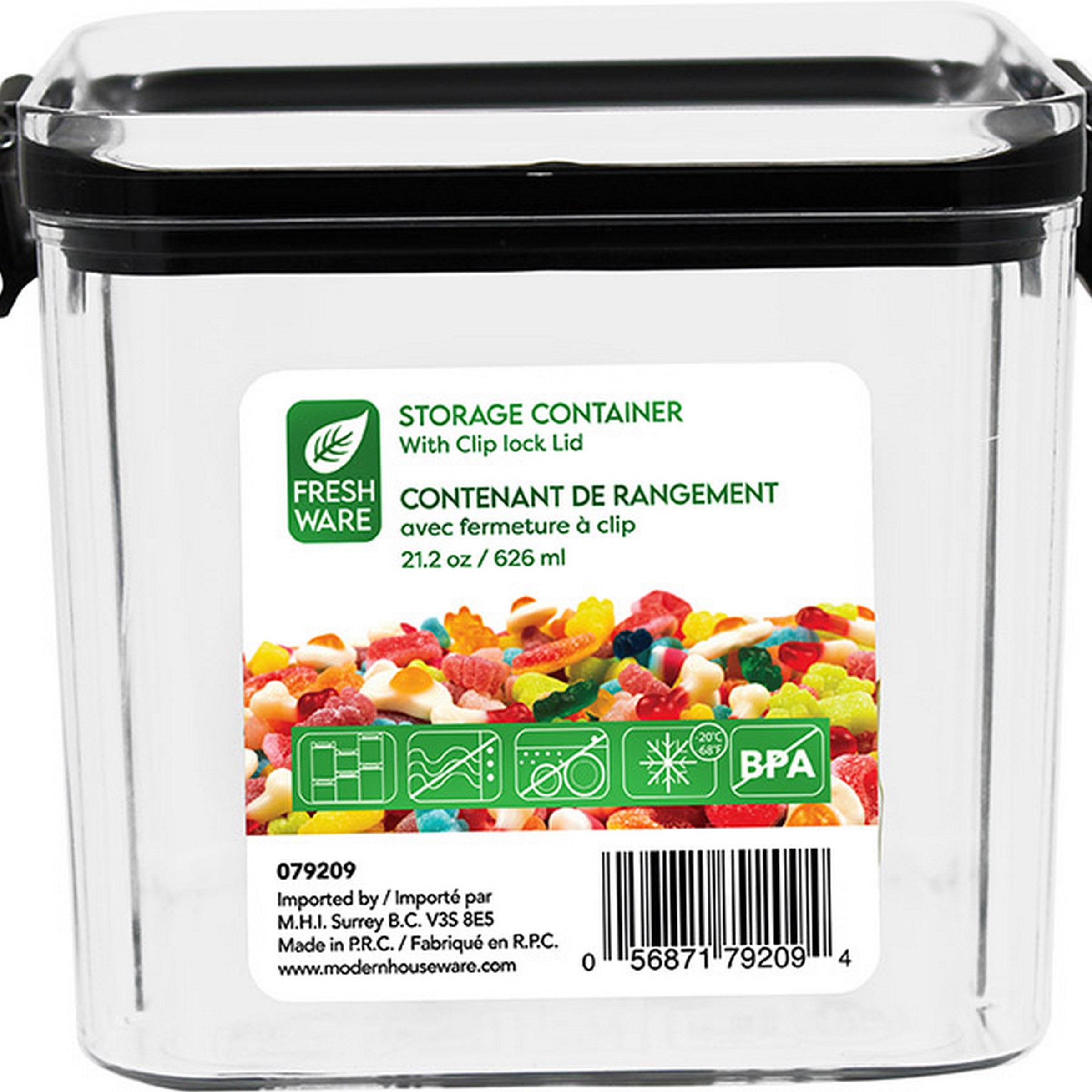 Fresh Ware Stackable Plastic Storage Container with Clip Lock Lid 21.2oz (626ml)