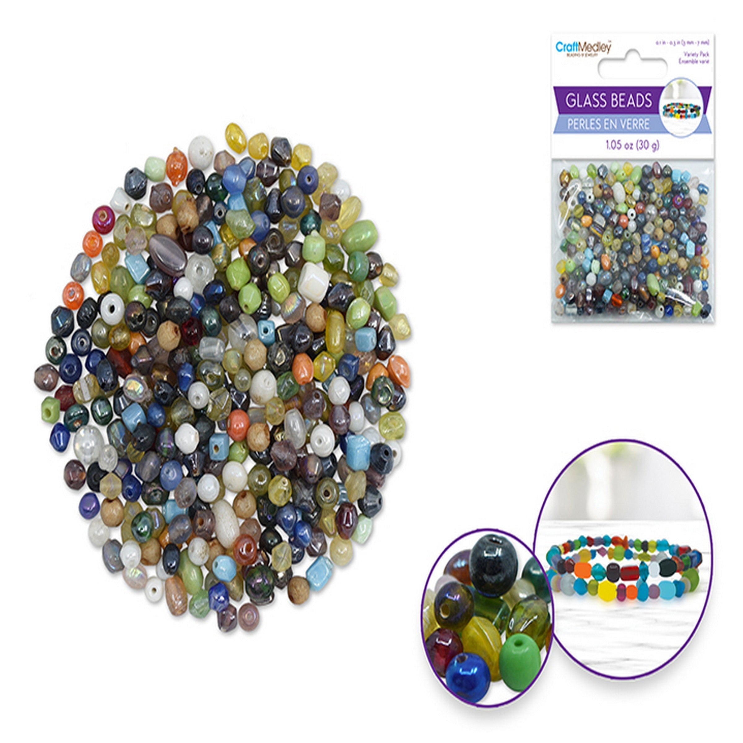 Beading and Jewelry Glass Beads - Jewel Mix 3mm-7mm 30g