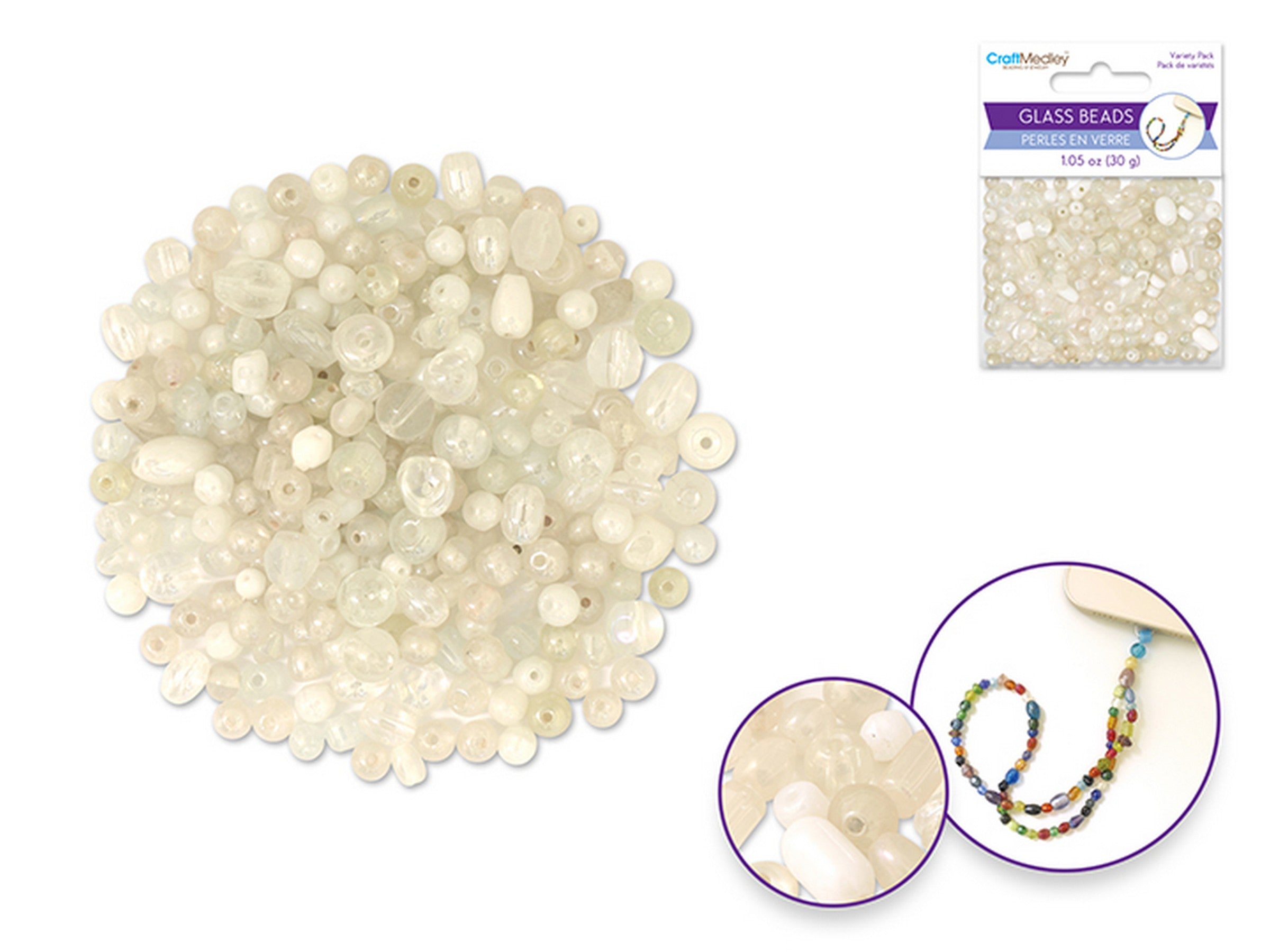 Beading and Jewelry Luster Polish Glass Beads - Oyster Mix 4 - 6mm 30g