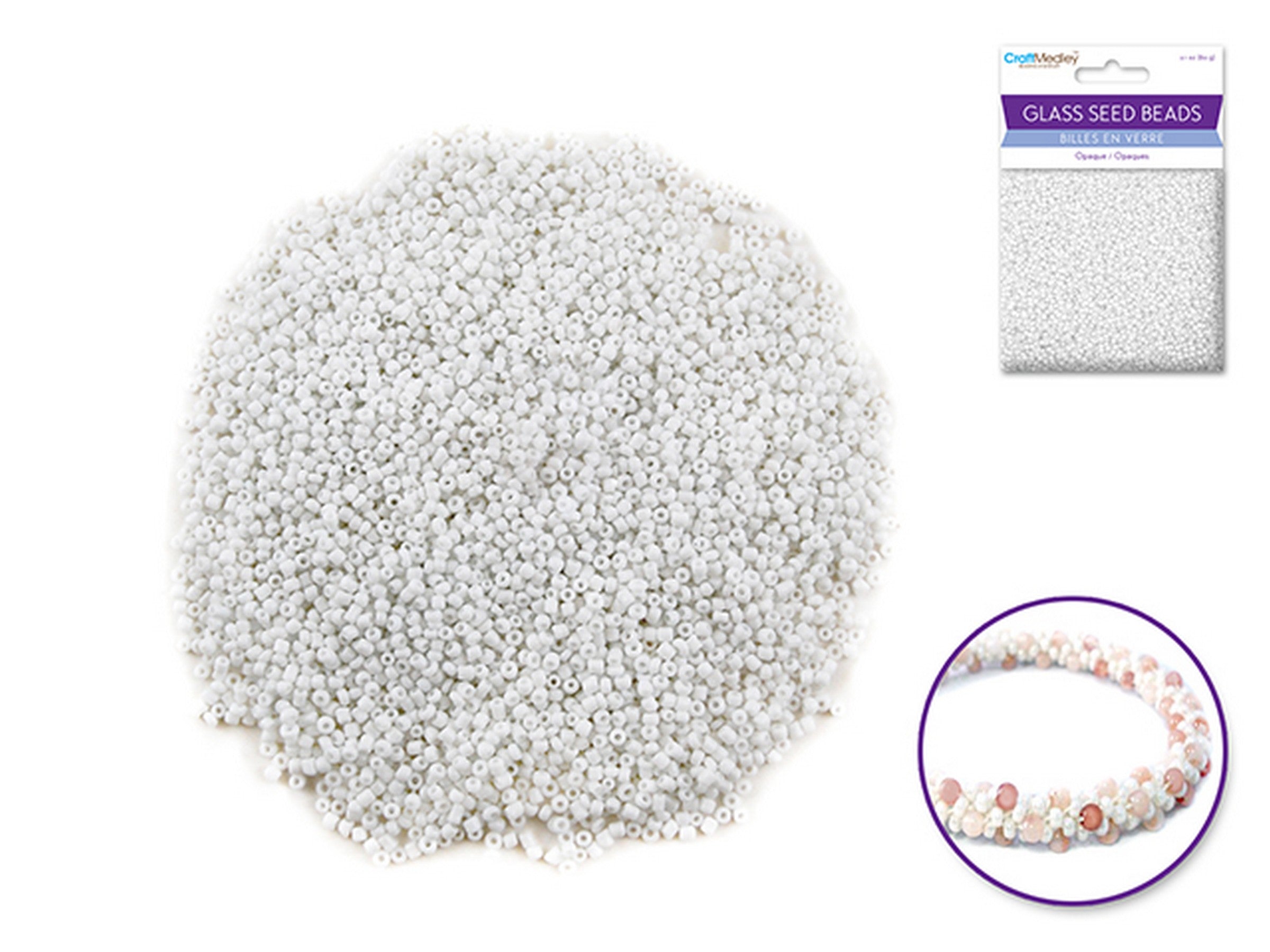 Accessoires Bijoux Perles Blanches en Verre Opaque 2.1oz