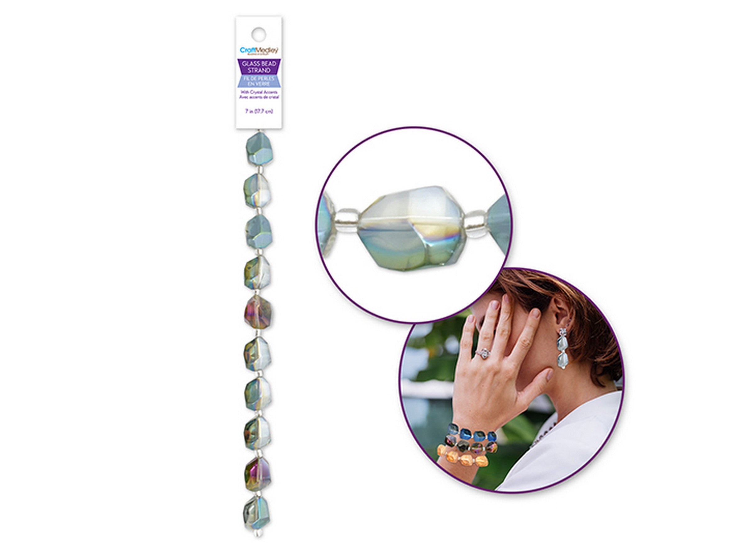 Beading and Jewelry Oblong Glass Beads with Crystal Accent Bead - Smoke 15x12mm 7in Strand