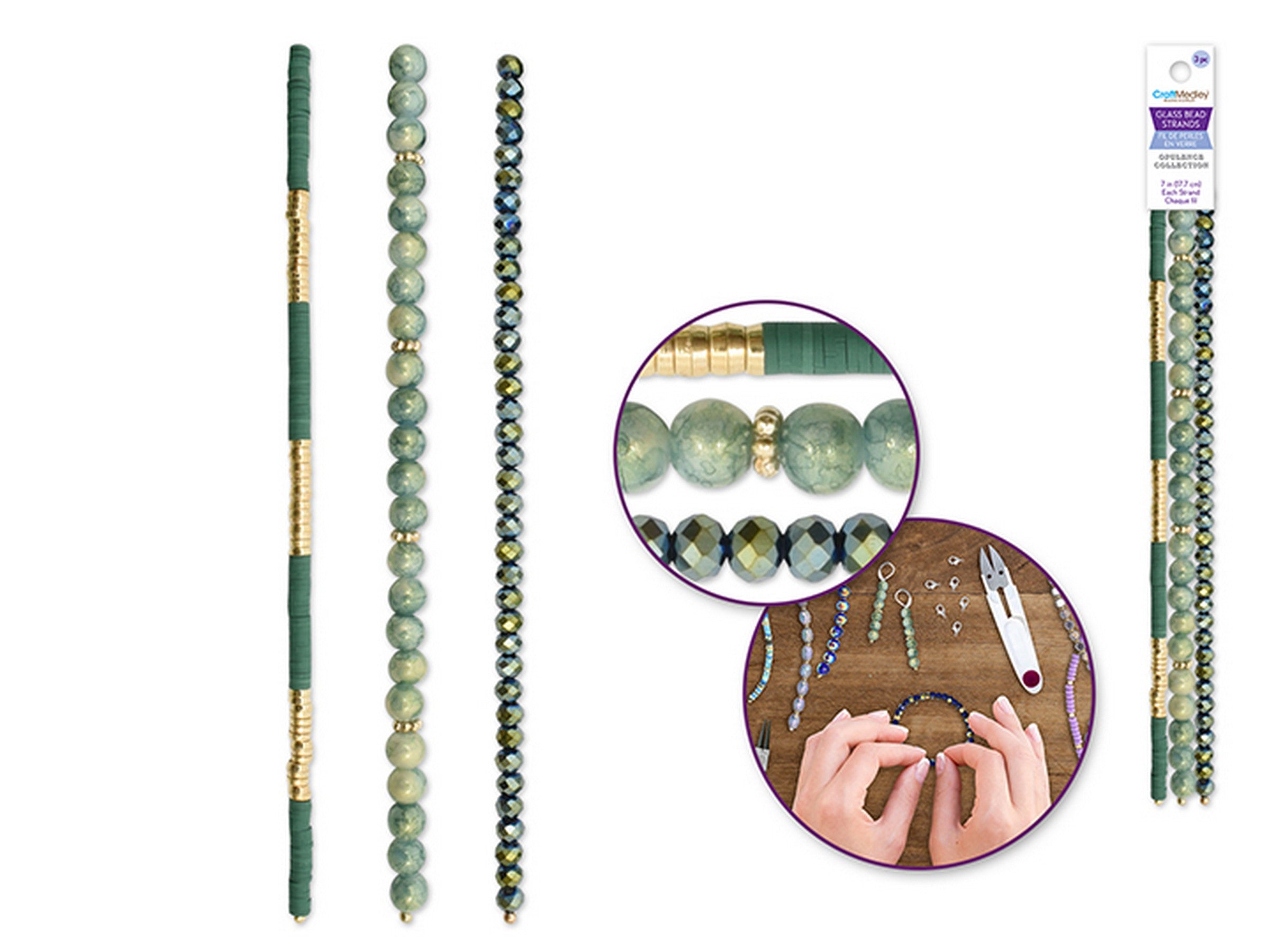Beading and Jewelry Opulence Collection - Glass Beads - Emerald 7in Triple Strand