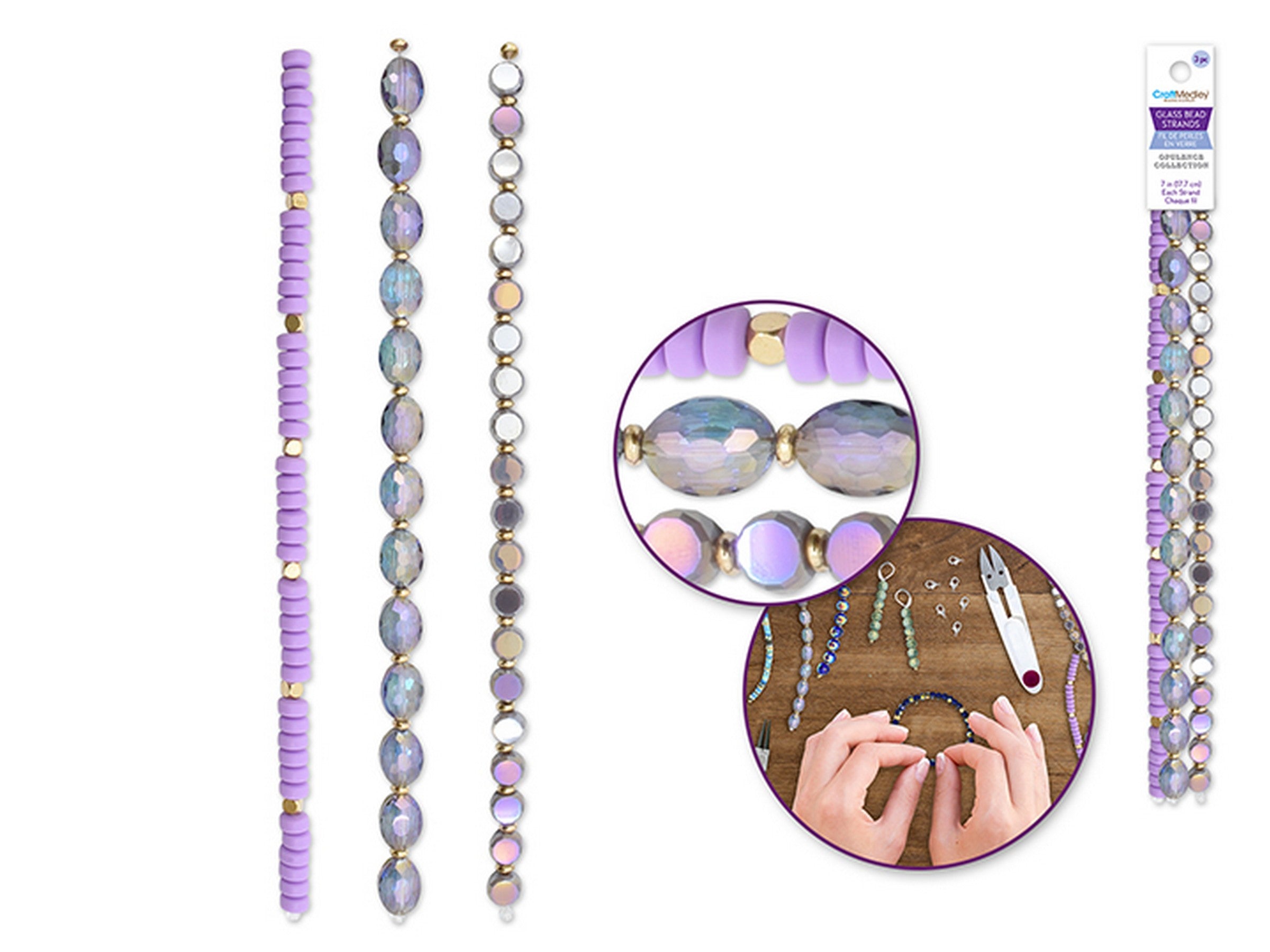 Beading and Jewelry Opulence Collection - Glass Beads - Amethyst 7in Triple Strand