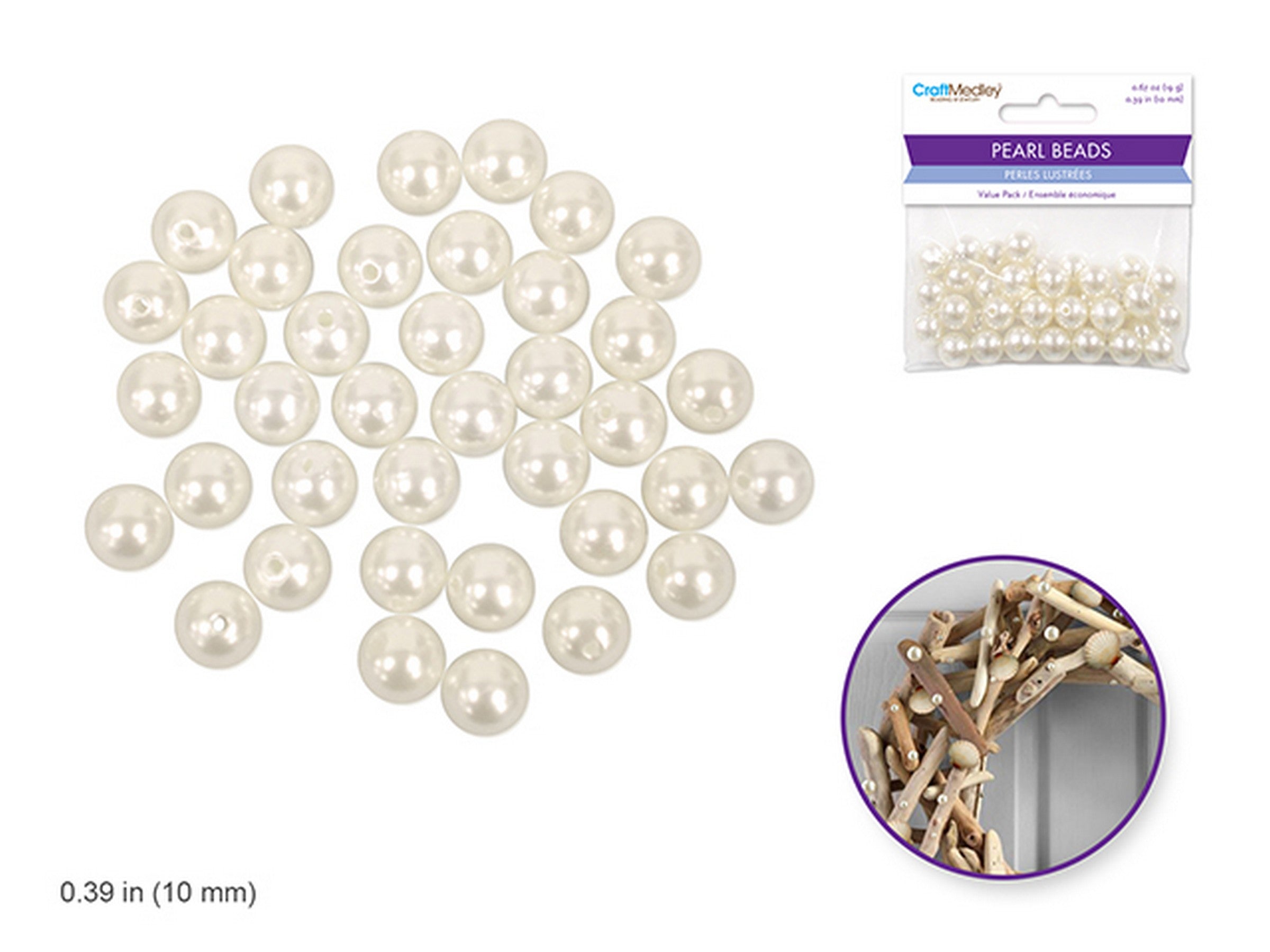 Accessoires Bijoux 40 Perles Lustrées Ivoire 0.39po
