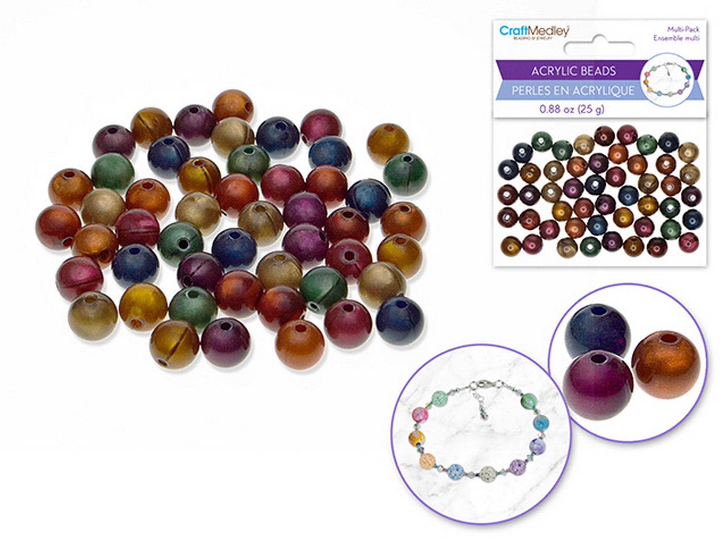 Accessoires Bijoux Perles en Acrylique Métallique Brillant 0.88oz