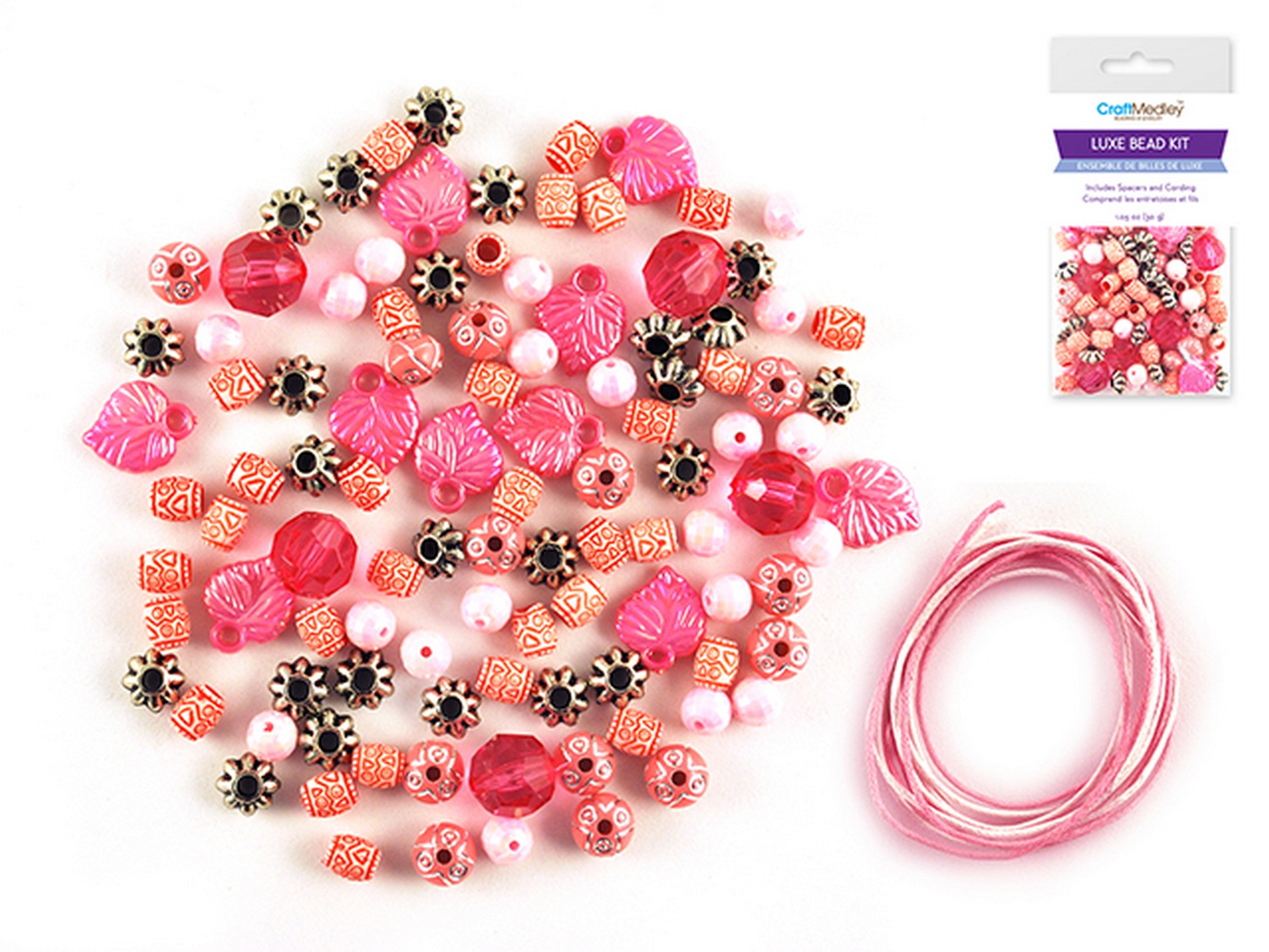 Accessoires Bijoux Ensemble de Perles de Luxe Rose - Fils et Entretoises Inclus 1.05oz
