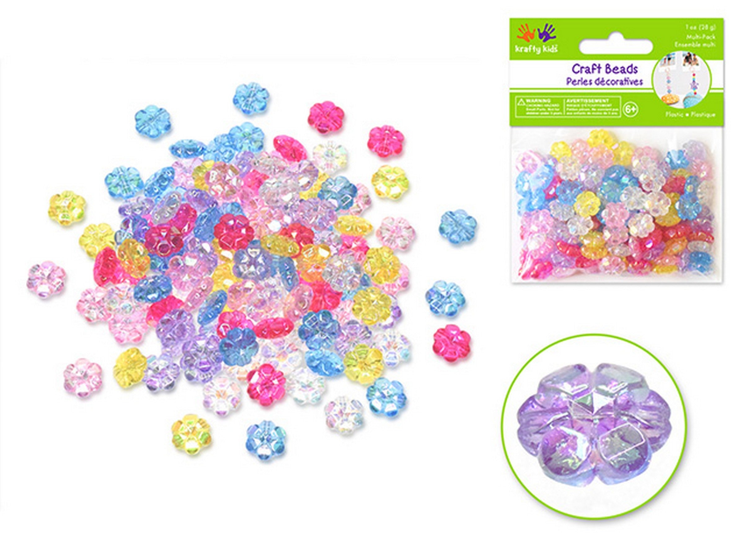 Krafty Kids Plastic Beads - Flowers 1oz