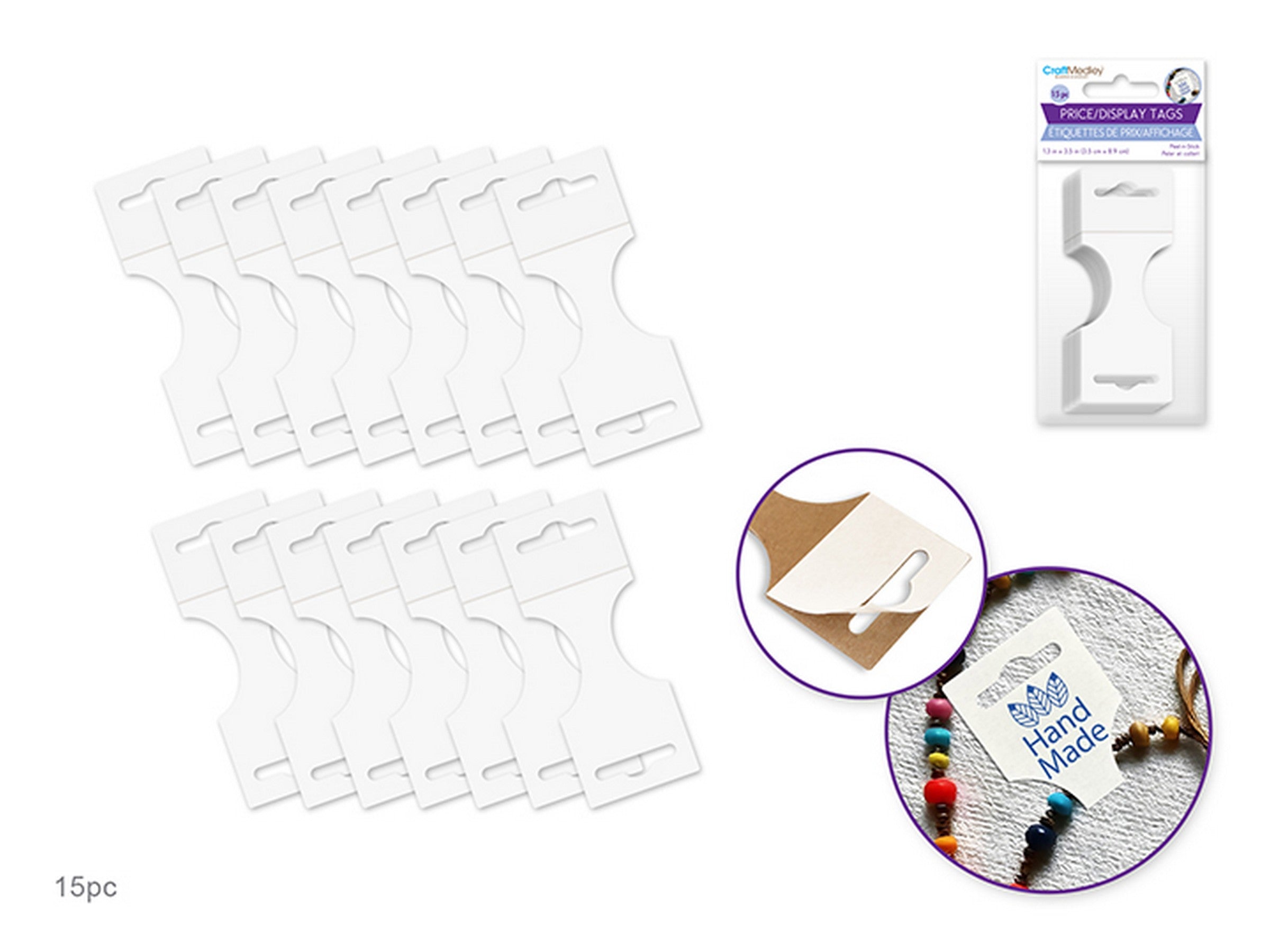 Beading and Jewelry 15 White Price/Display Peel-n-stick Tags 1.4x3.5in