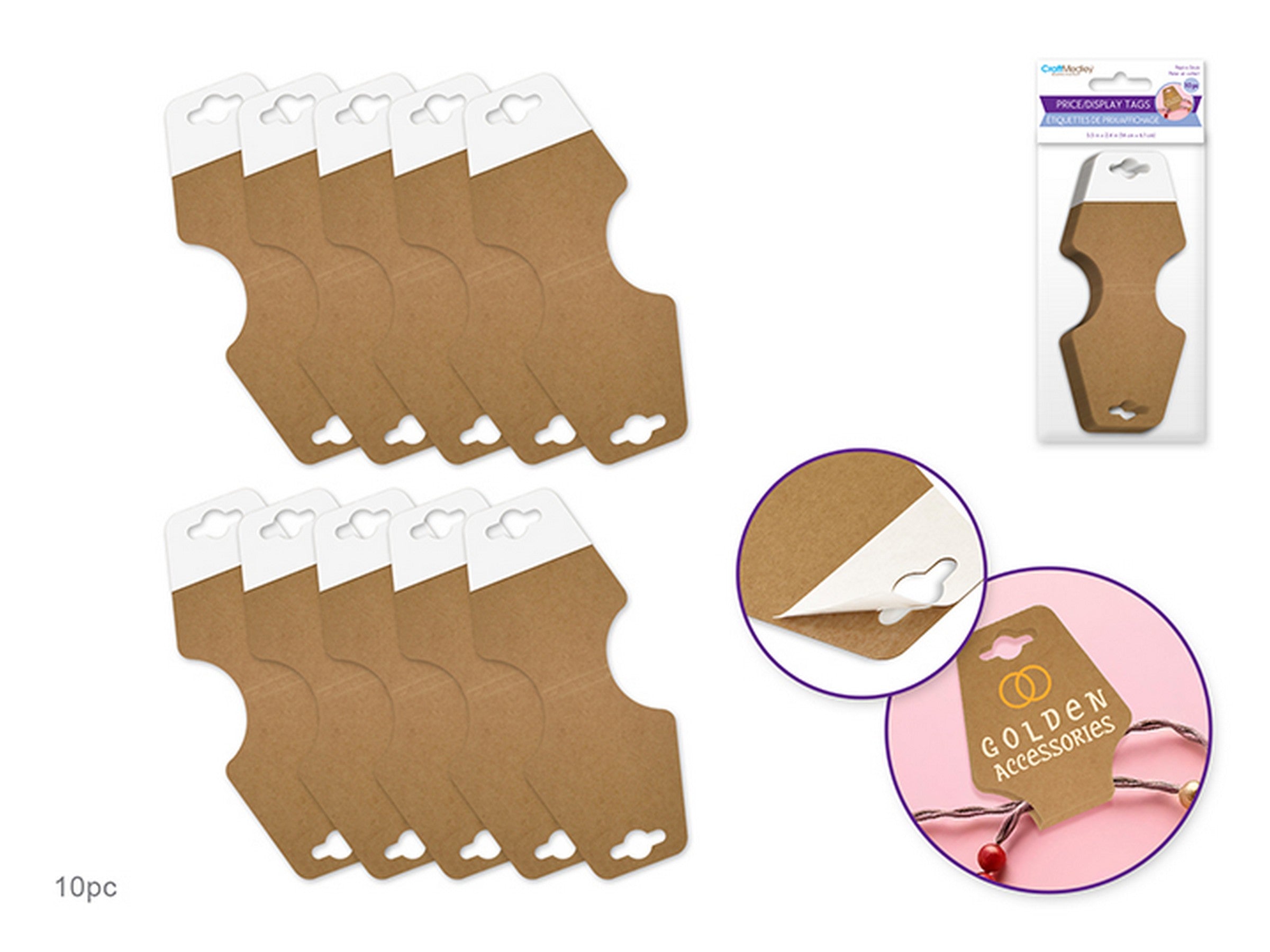 Beading and Jewelry 10 Kraft Price/Display Peel-n-stick Tags 2.4x5.5in