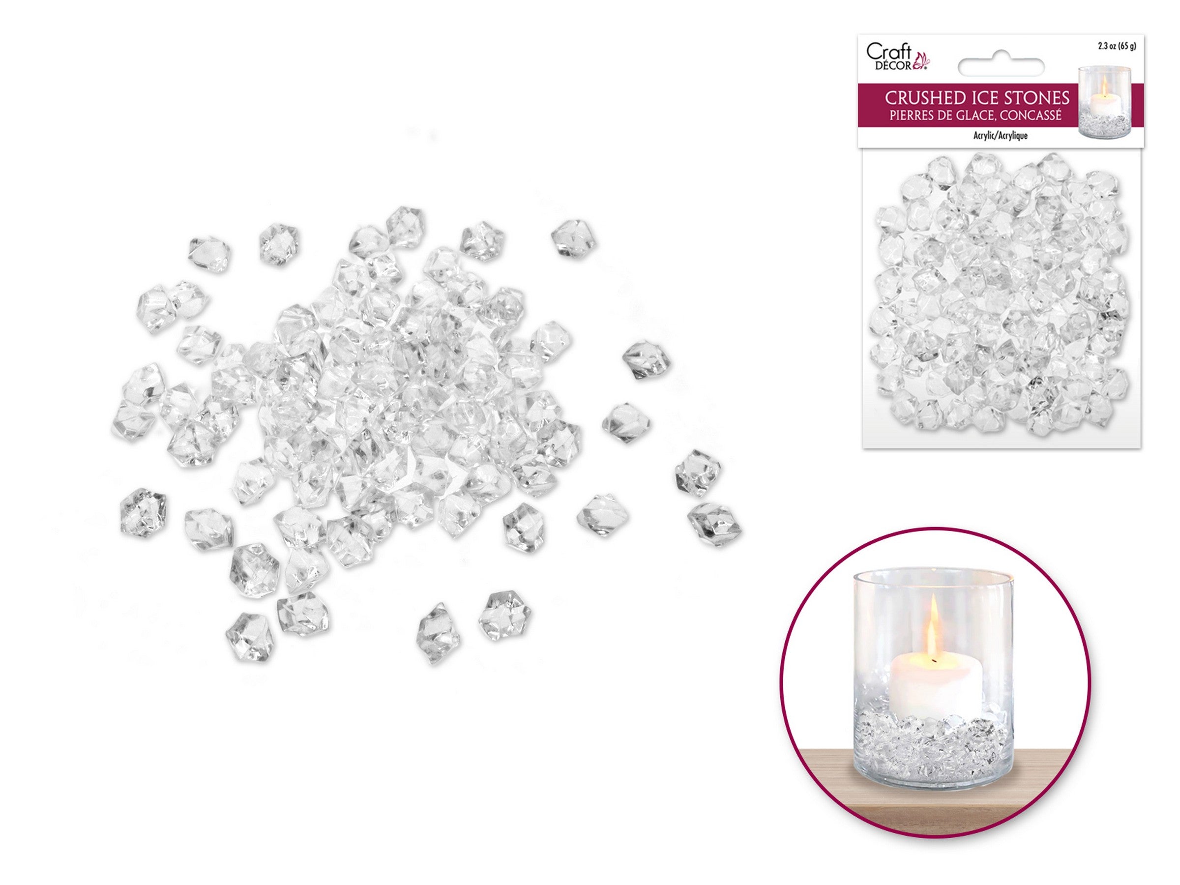 Craft Décor Crushed Ice Stones - Clear Acrylic 2.2oz 0.5in