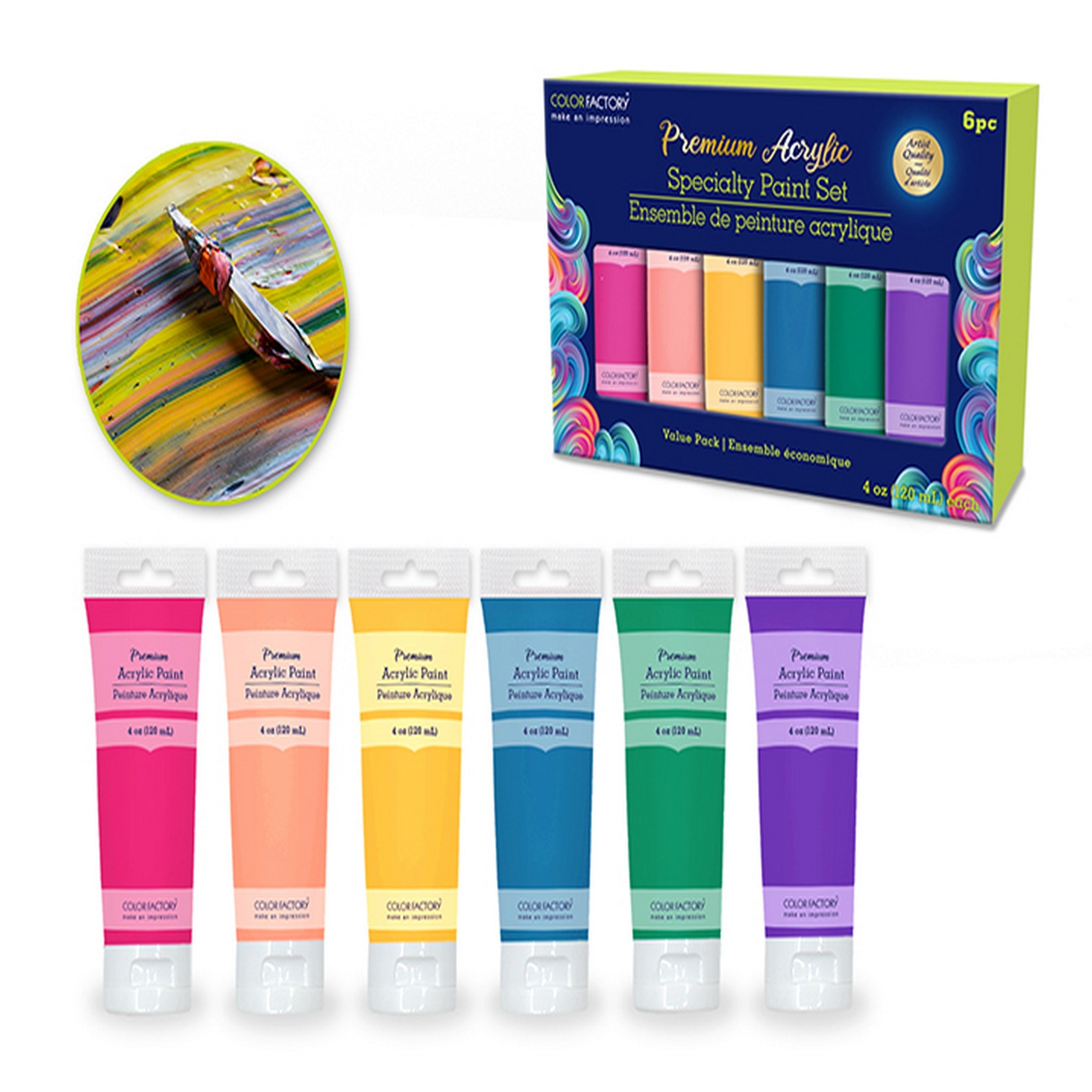 Color Factory Premium Acrylic Paint Set 6pcs - Bold Color 120ml each