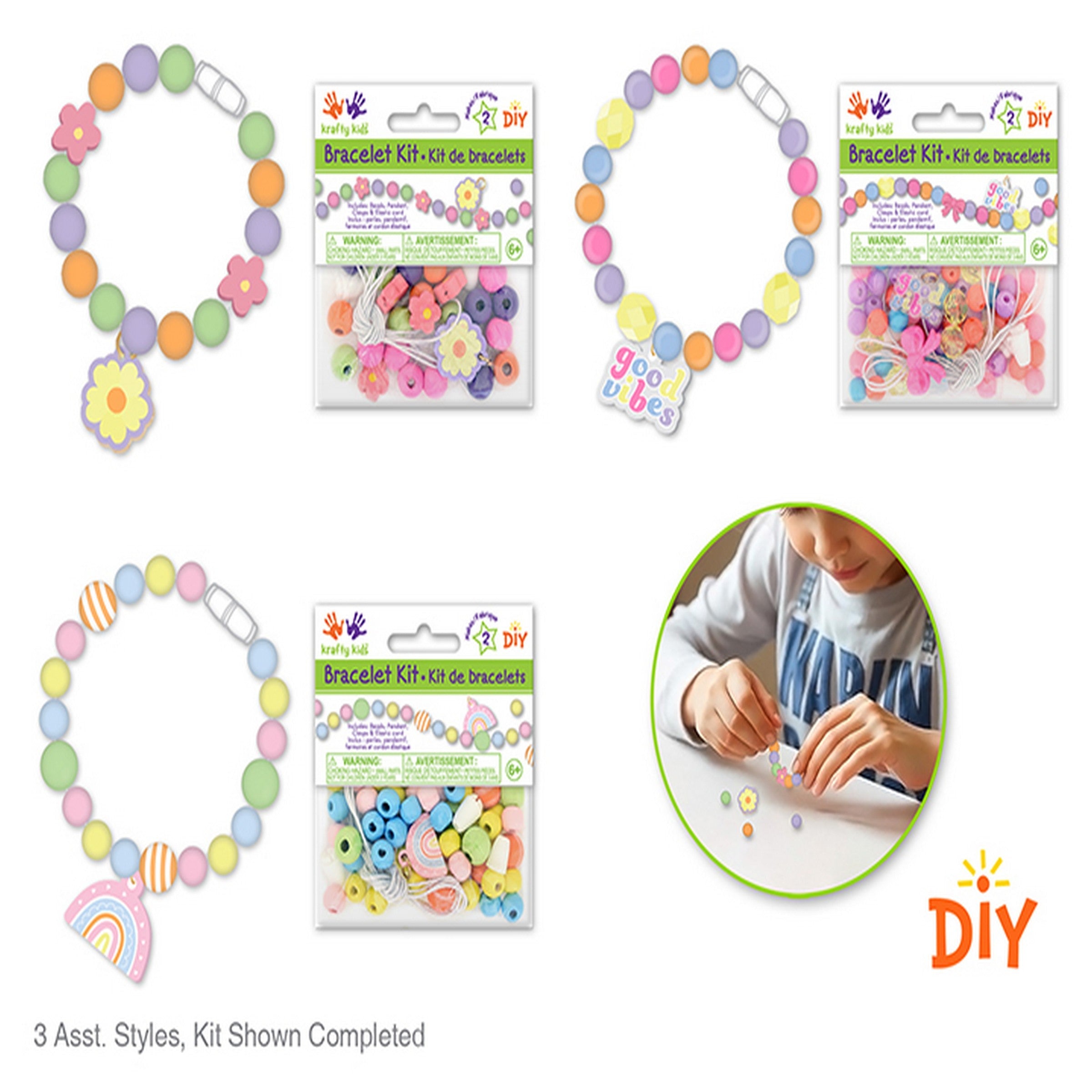 Krafty Kids Bead and Pendant Bracelet Kit - Makes 2 - Age 6+ VRT