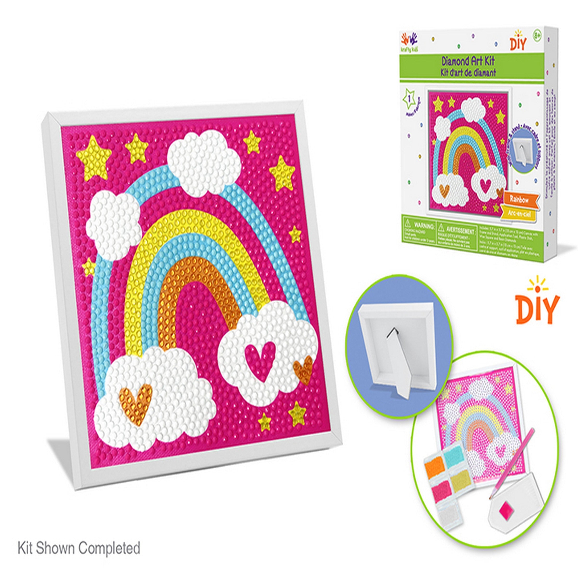 Krafty Kids Framed with Stand Diamond Painting Canvas Kit - Rainbow 5.7x5.7in