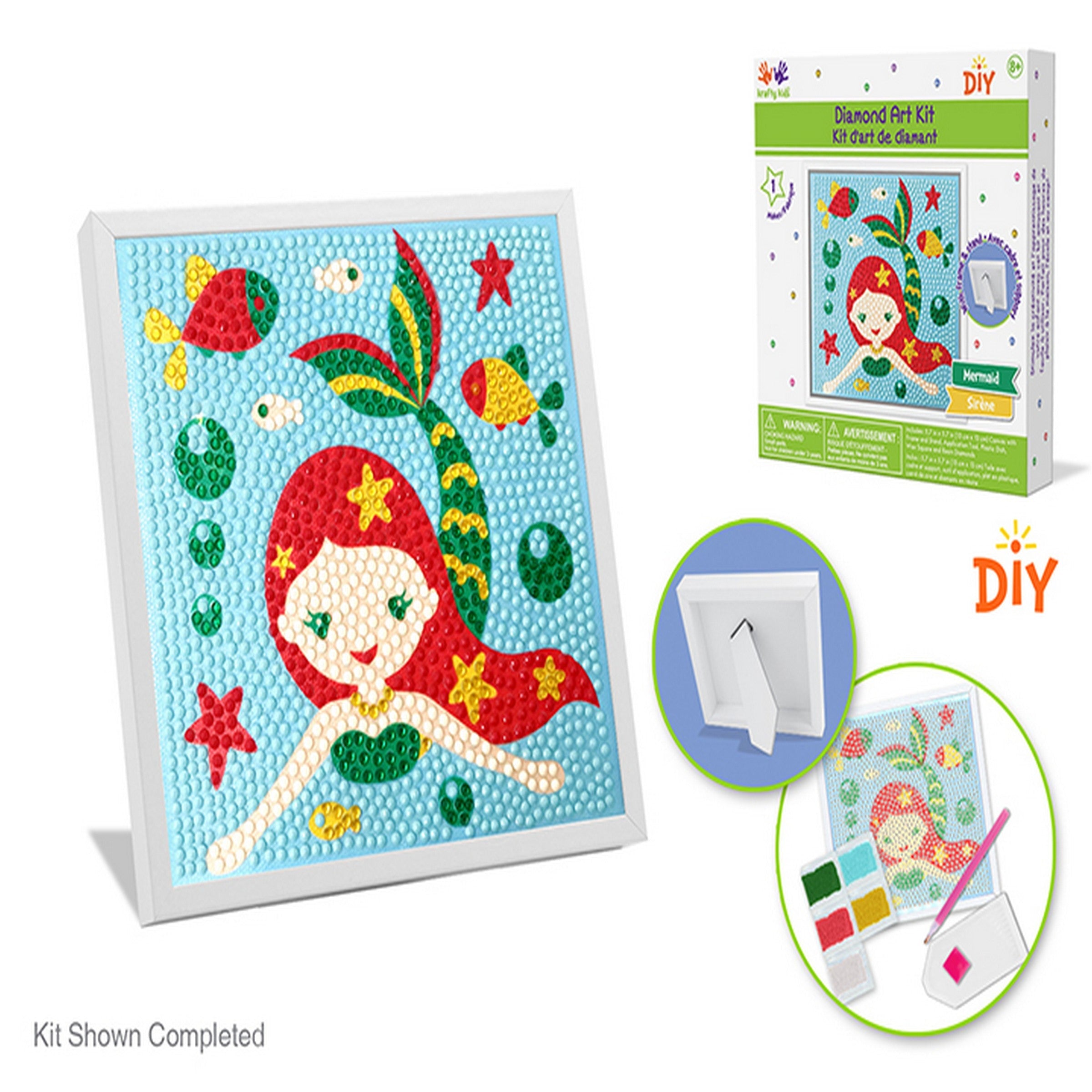 Krafty Kids Framed with Stand Diamond Painting Canvas Kit - Mermaid 5.7x5.7in