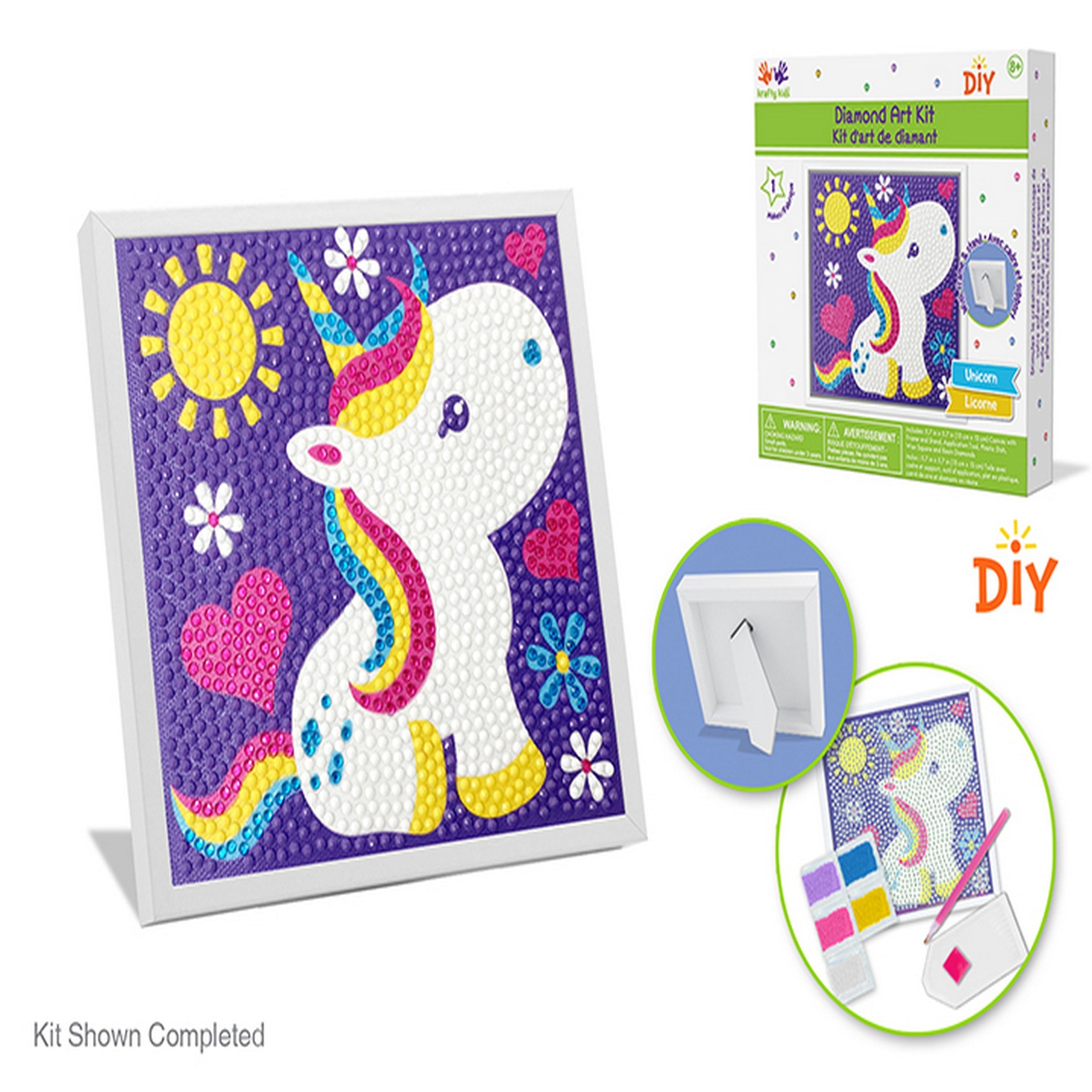 Krafty Kids Framed with Stand Diamond Painting Canvas Kit - Unicorn 5.7x5.7in