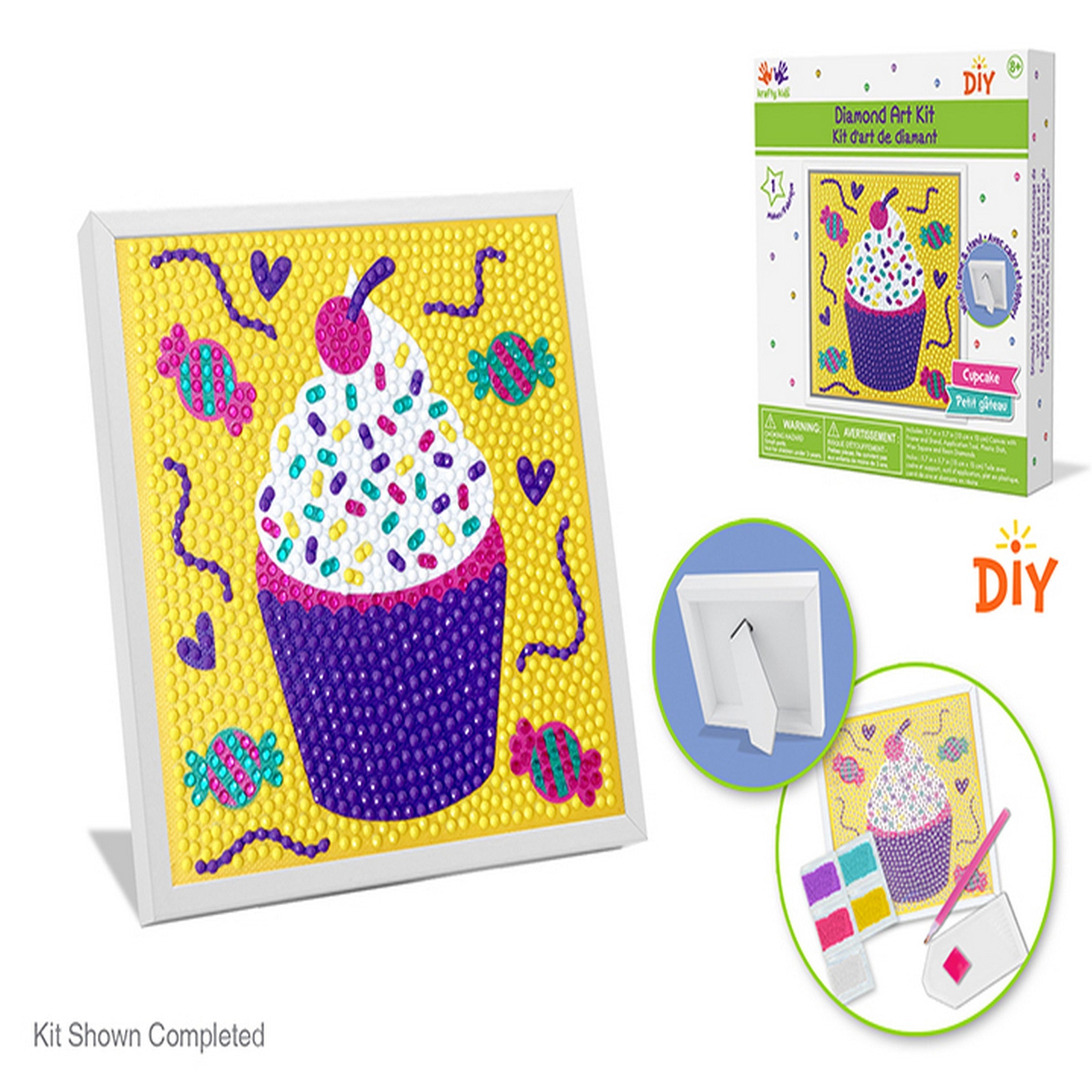 Krafty Kids Framed with Stand Diamond Painting Canvas Kit - Cupcake 5.7x5.7in