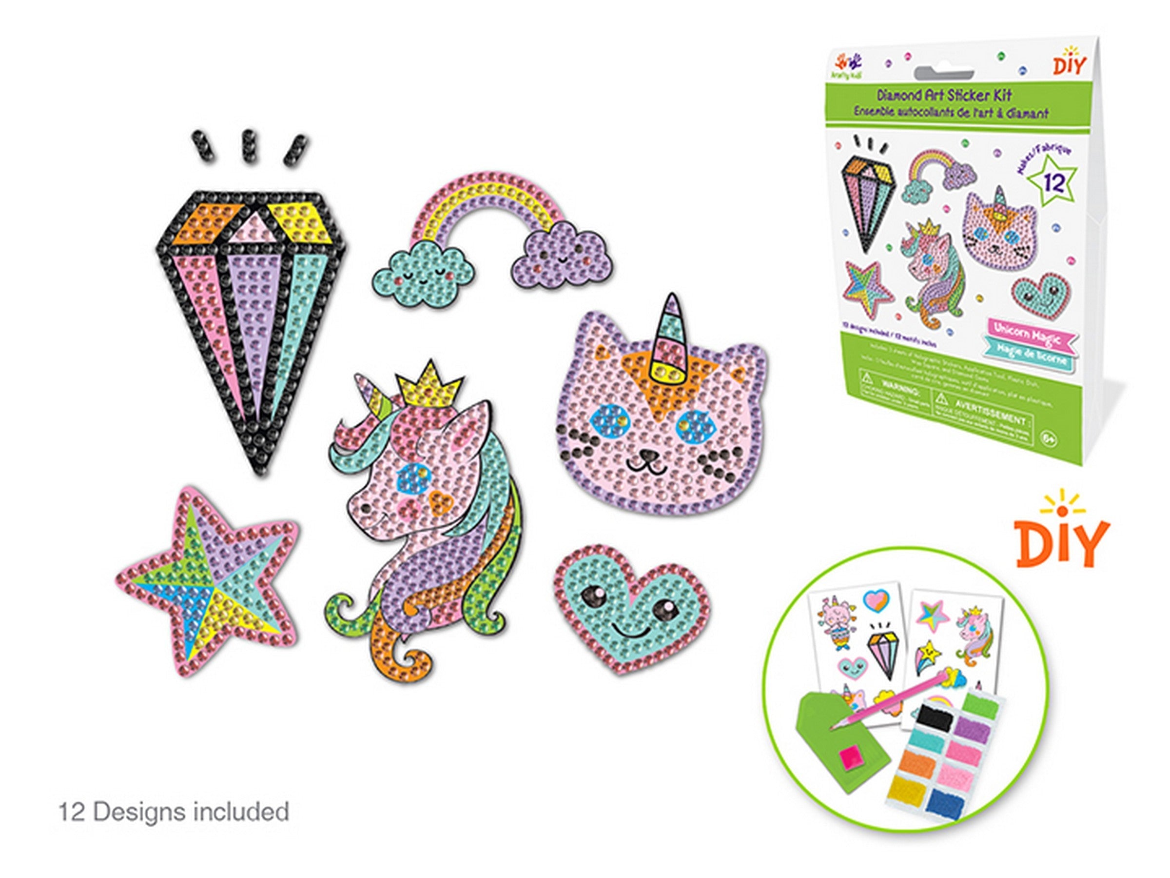 Krafty Kids Diamond Painting Sticker Kit Unicorn Magic 4x6in sheet