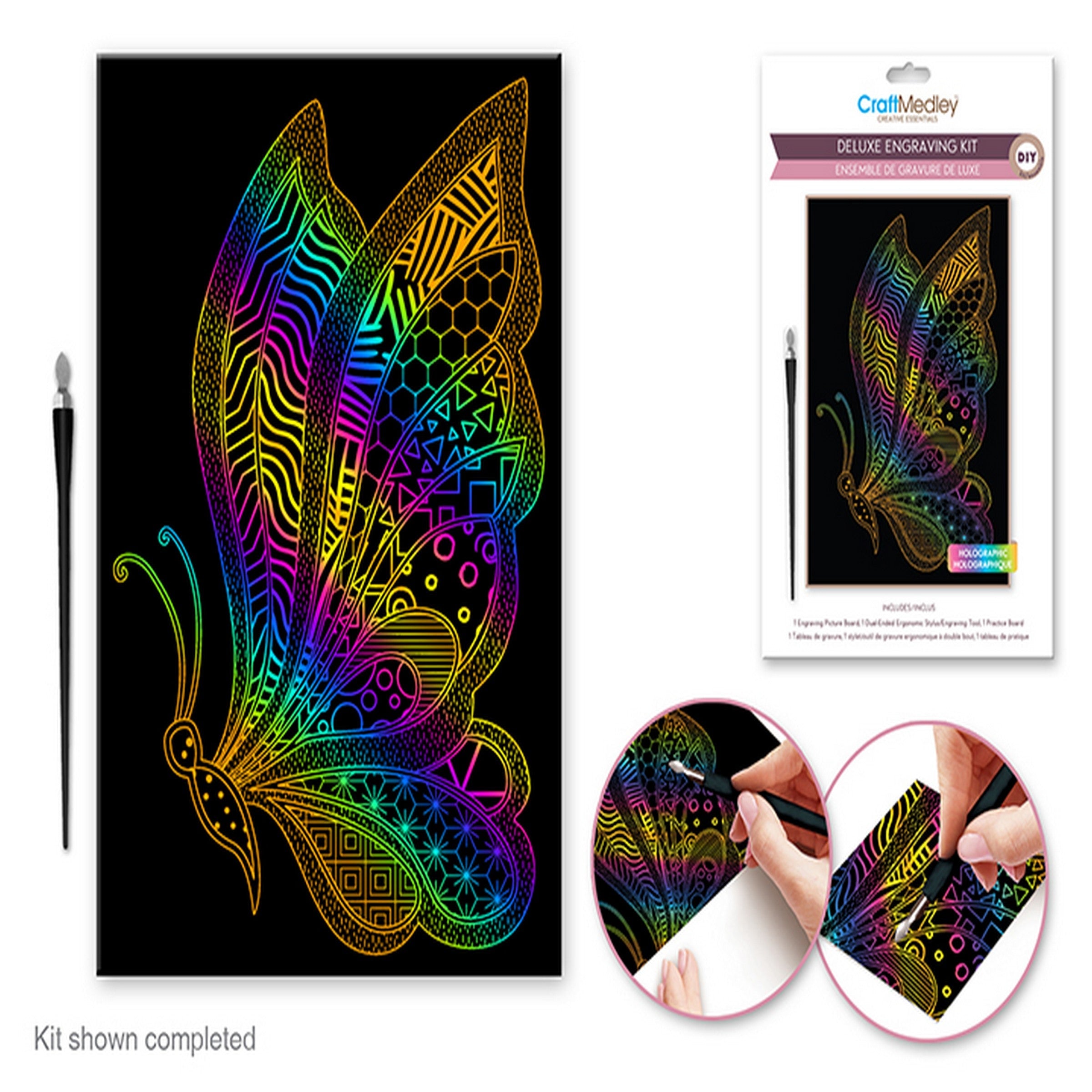 Craft Medley Deluxe Holographic Engraving Art Kit - Butterfly 8x11.5in