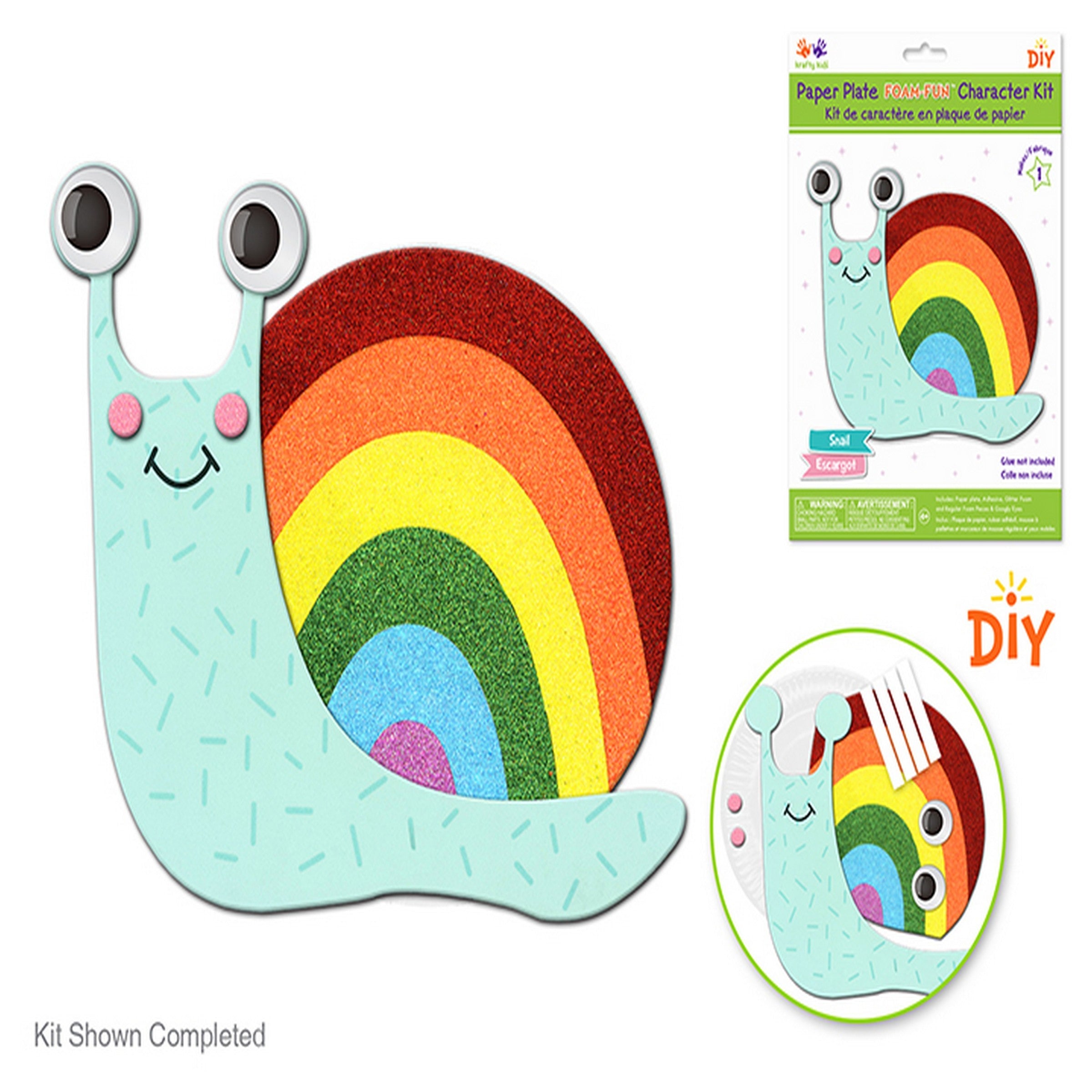 Krafty Kids Paper Plate Foam-Fun Character Kit - Snail 7.25in Plate