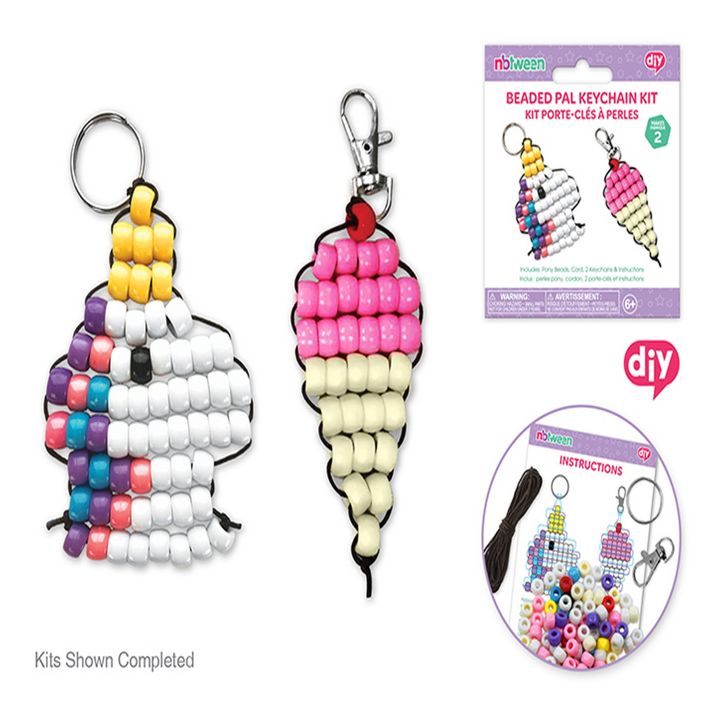 Krafty Kids DIY Pony Bead Pal Keychain Kit - Makes 2 Age 6+