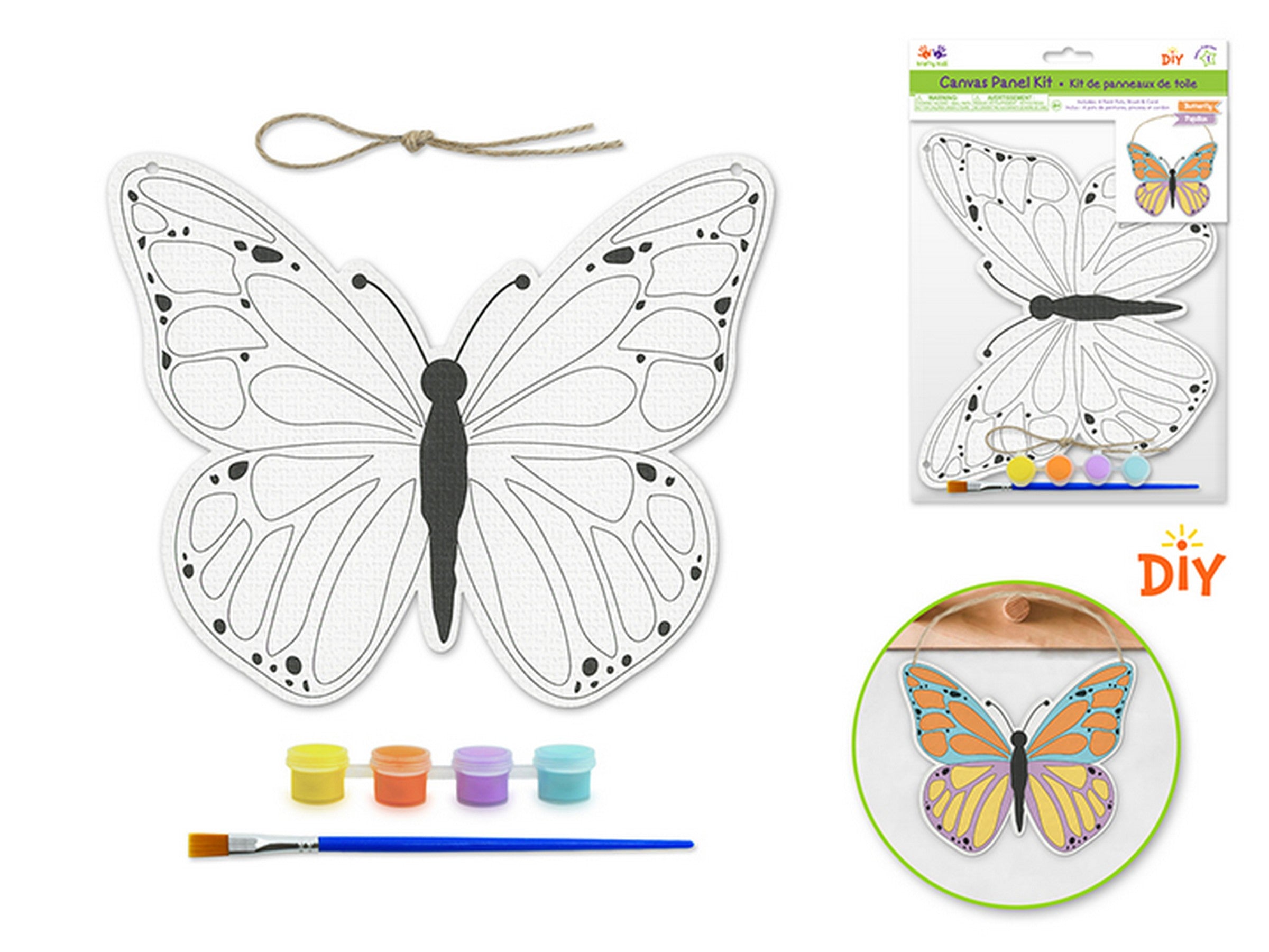 Krafty Kids Canvas Panel Kit with 4 Paint Pots - Butterfly 5.6x9.1in