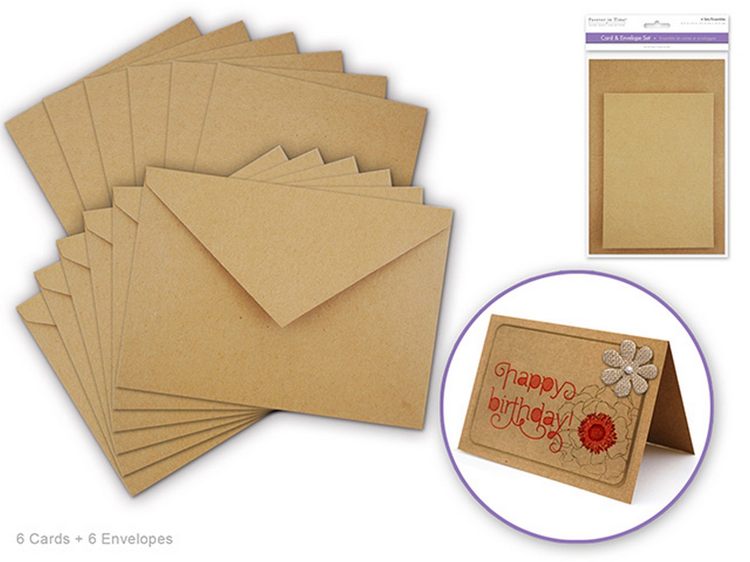Forever in Time 6 Card and Envelopes Kit Kraft 4.5x6in