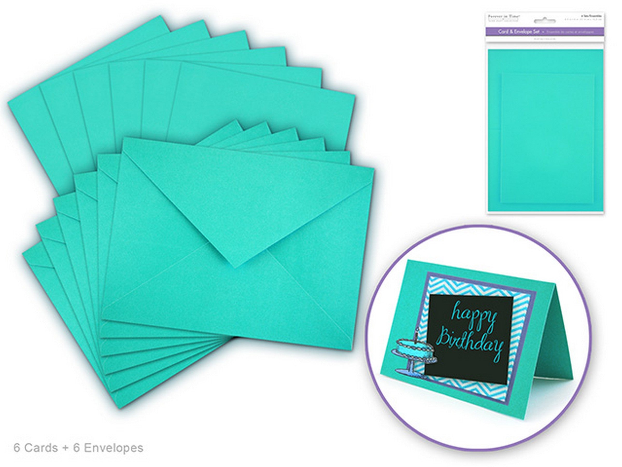 Forever in Time 6 Card and Envelopes Kit Tiffany Blue 4.5x6in