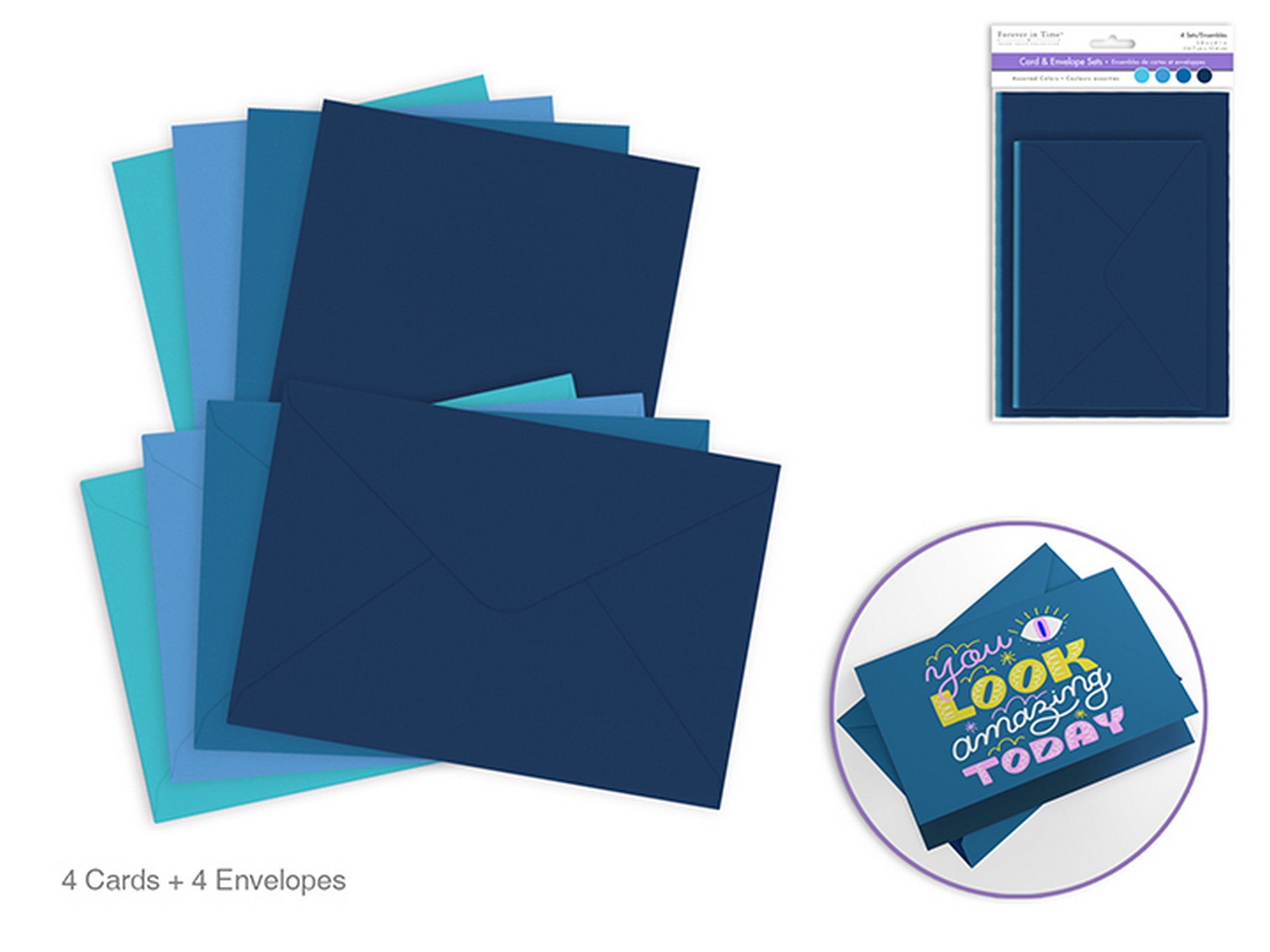 Forever in Time 4 Sets of Cards and Envelopes A6 - Blues 4.1x5.8in