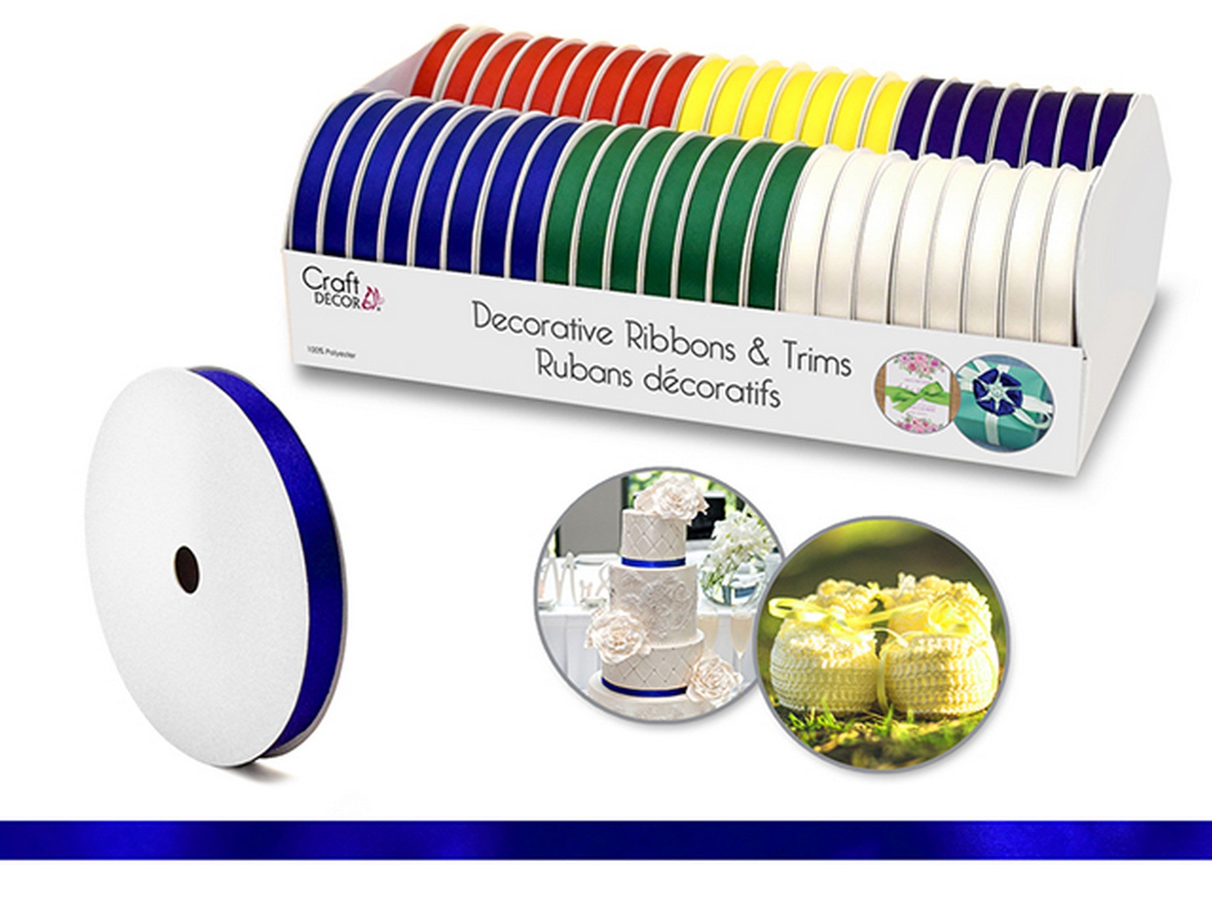 Craft Décor Decorative Ribbon 100% Polyester Bold 0.4in x 5yds (1cm x 4.5m) VRT
