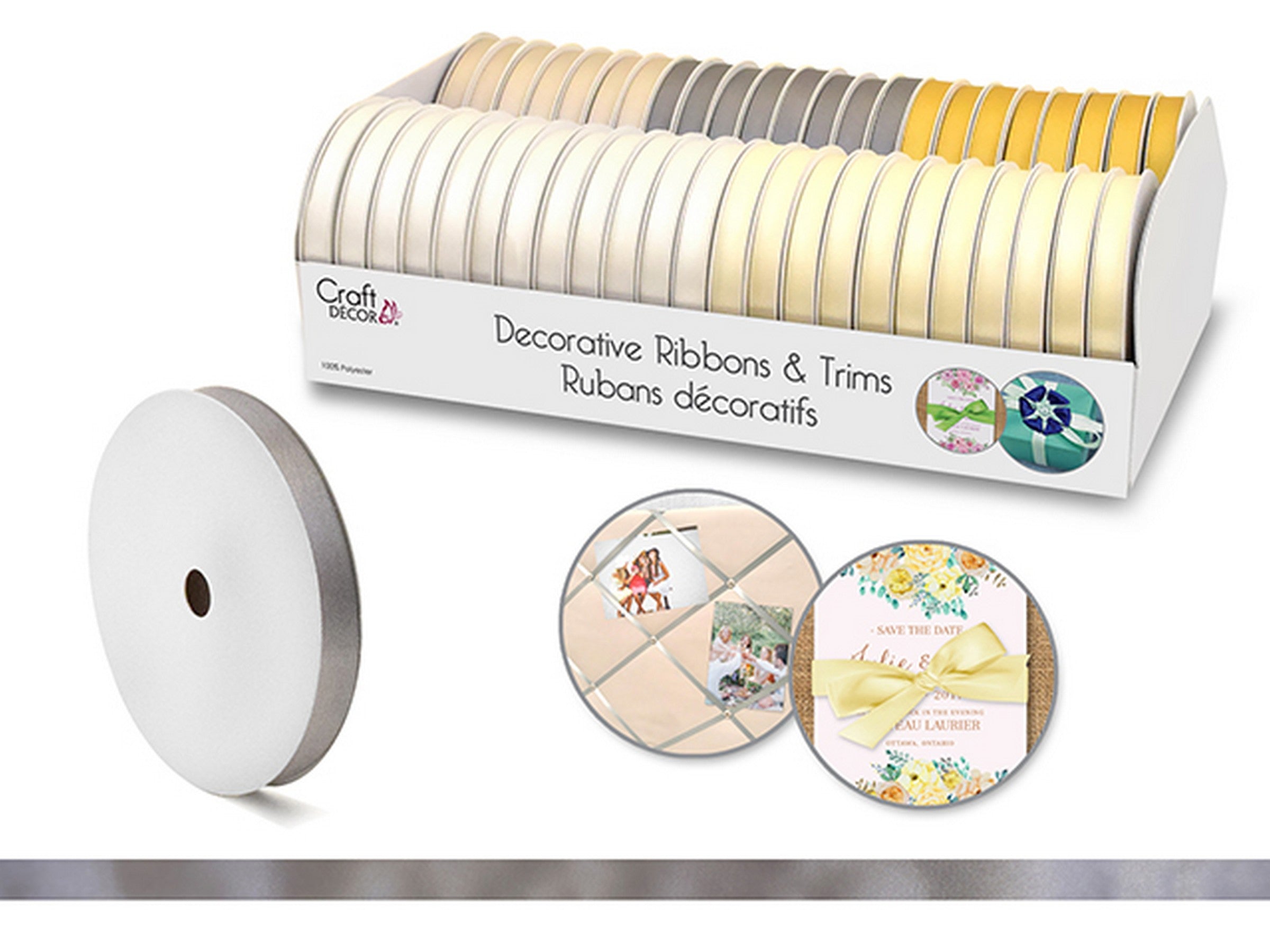 Craft Décor Decorative Ribbon 100% Polyester Elegance 0.4in x 5yds (1cm x 4.5m) VRT