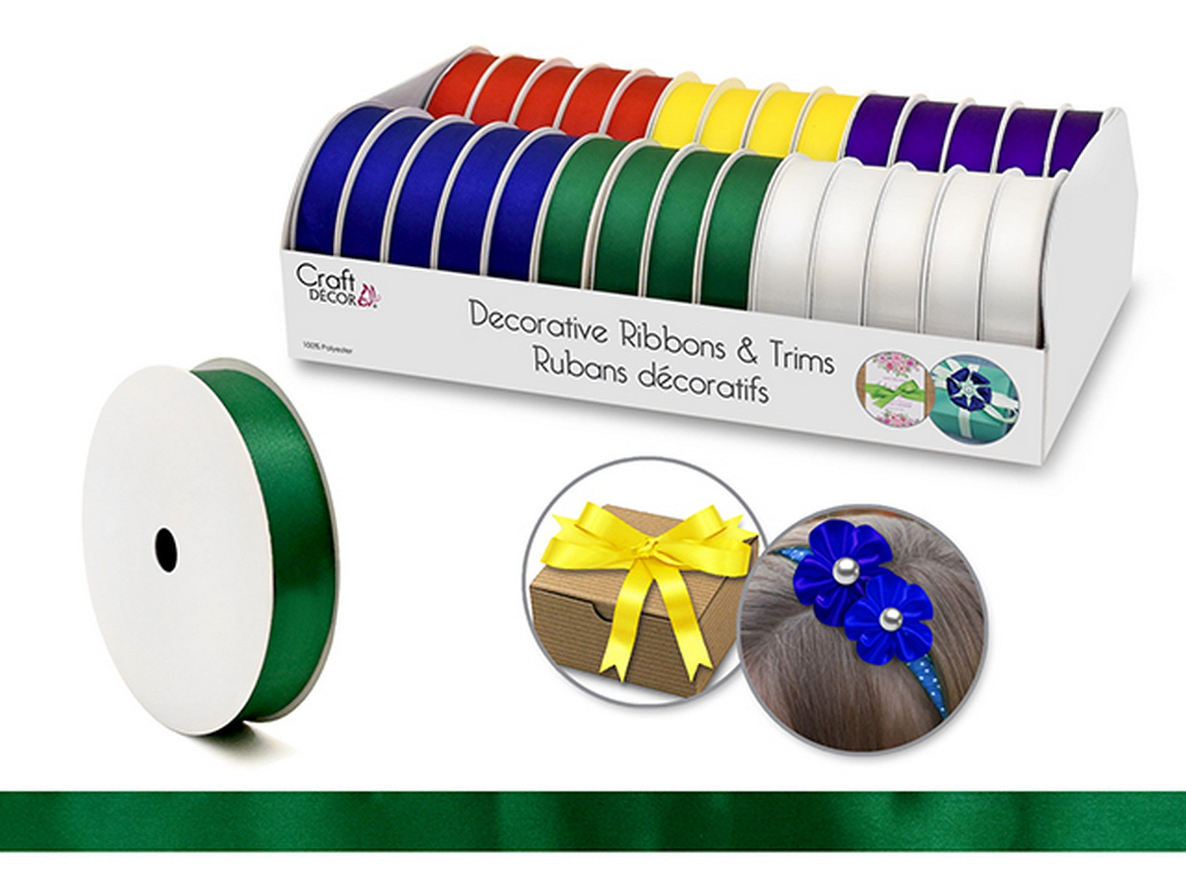 Craft Décor Decorative Ribbon 100% Polyester Bold 0.6in x 4yds (1.6cm x 3.6m) VRT
