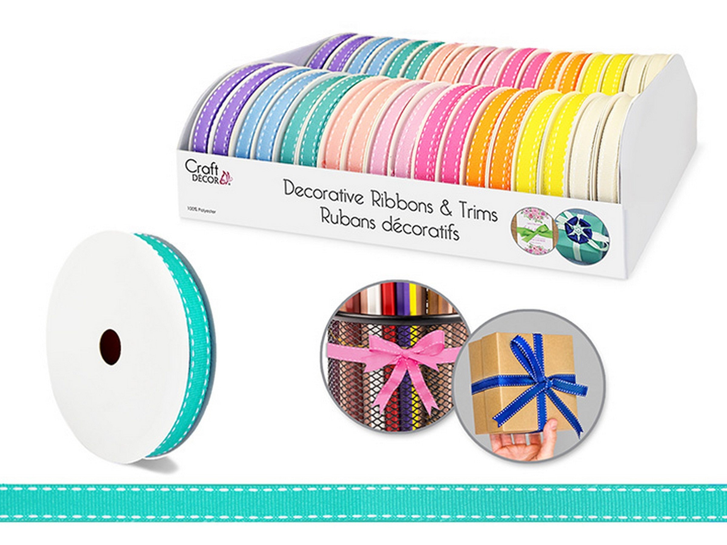 Craft Décor Decorative Ribbon 100% Polyester 118in Roll VRT
