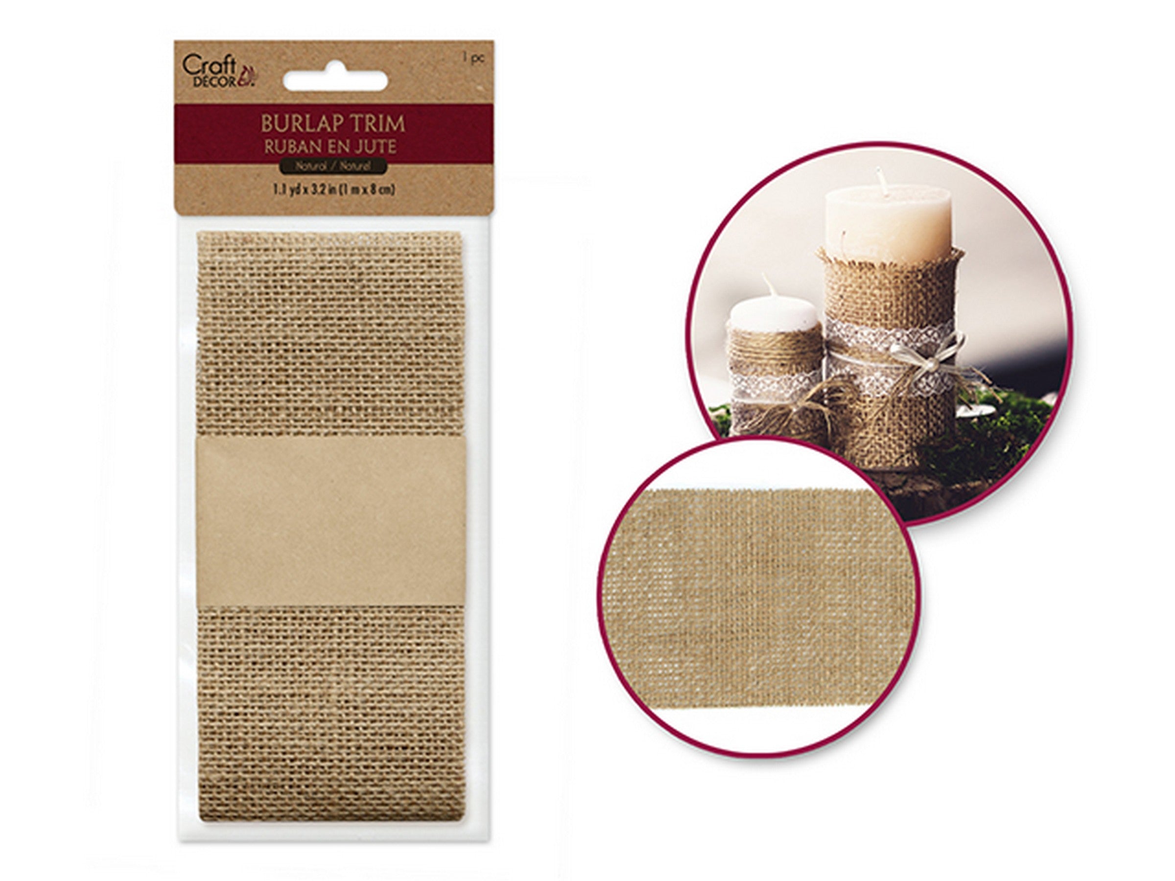 Craft Décor Burlap Trim Natural 39.6x3.2in
