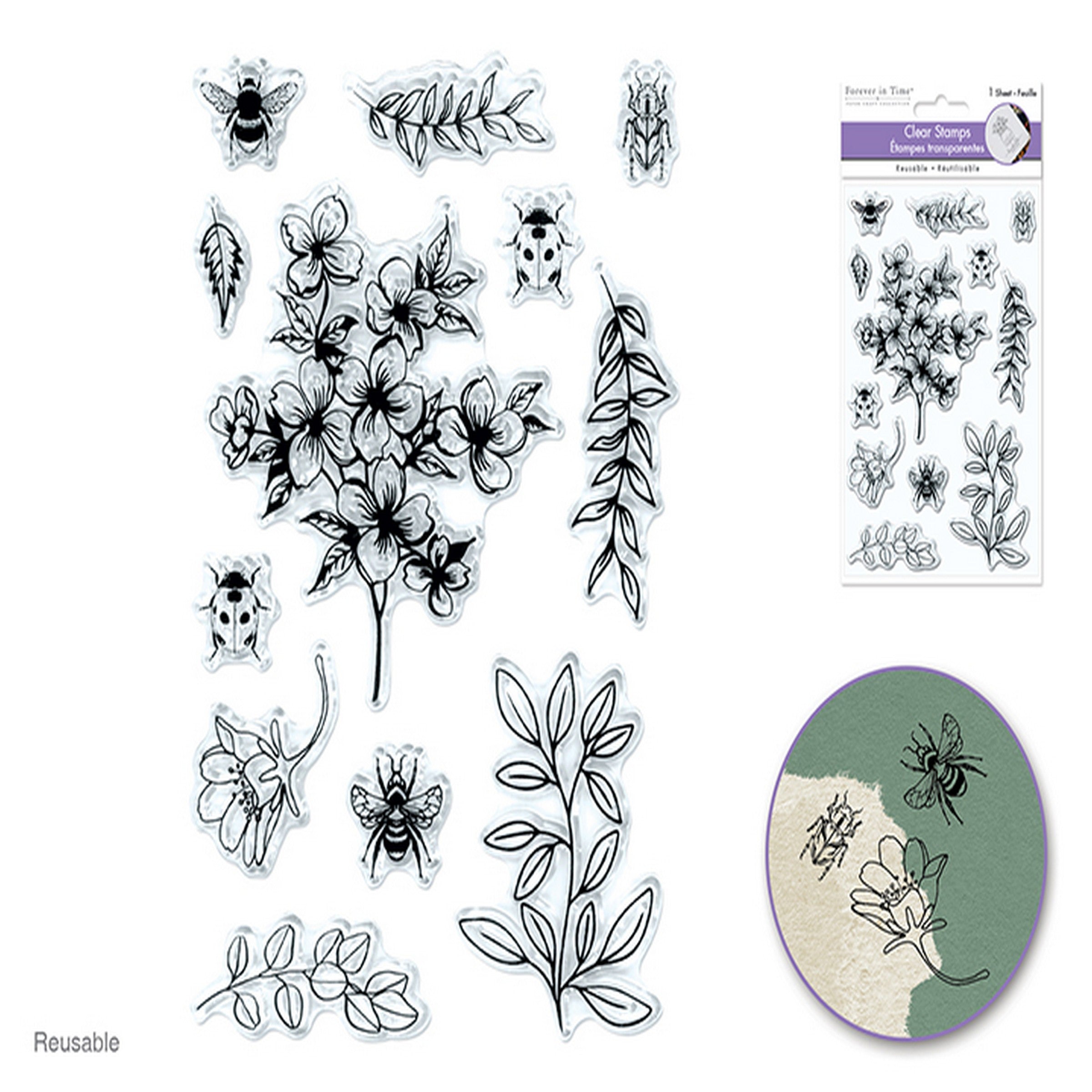 Forever in Time Clear Reusable Stamps - Garden Critters 4.3x6.3in