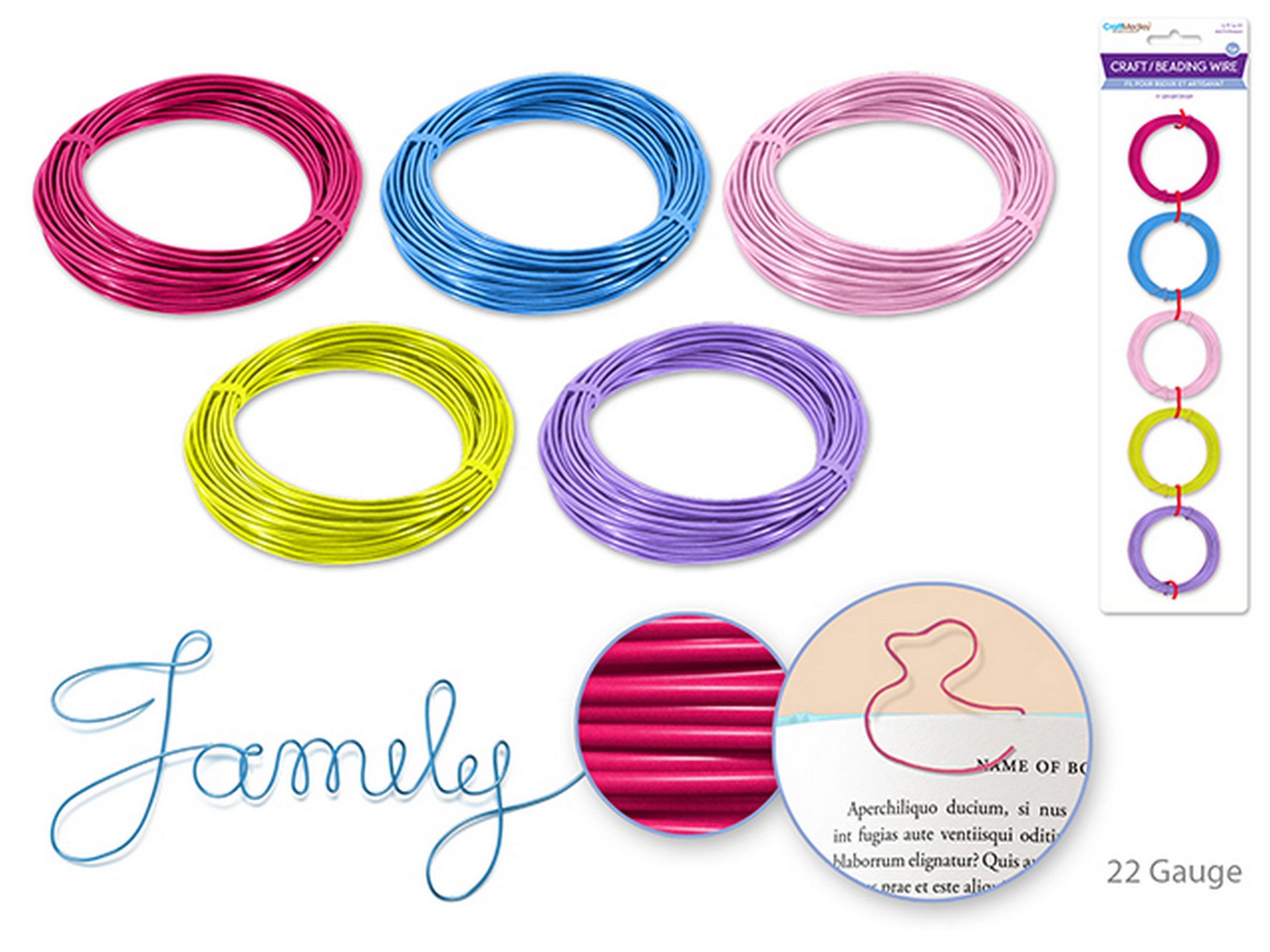 Beading and Jewelry 5 Craft Wires 22 Gauge Pastel Colors 156in each