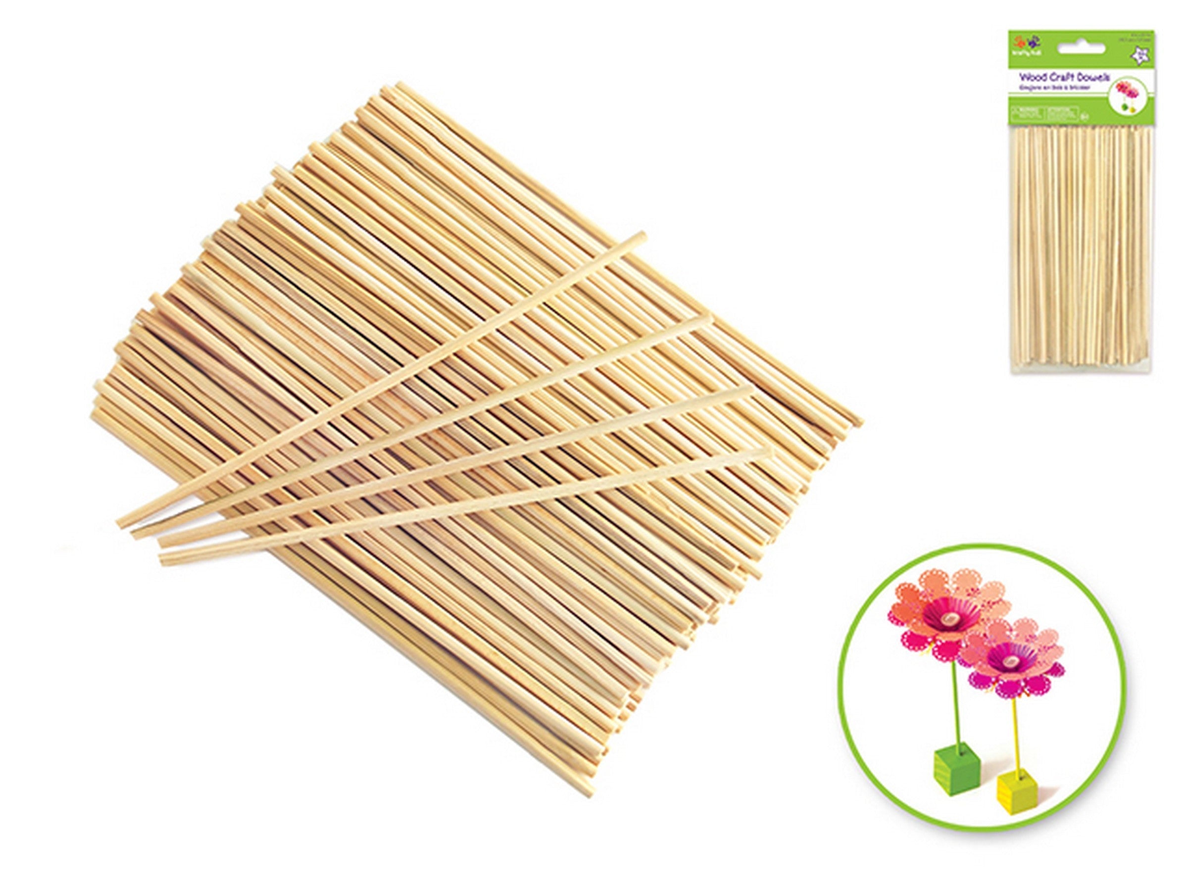 Krafty Kids 150 Wooden Dowels Unpainted 4x0.1in