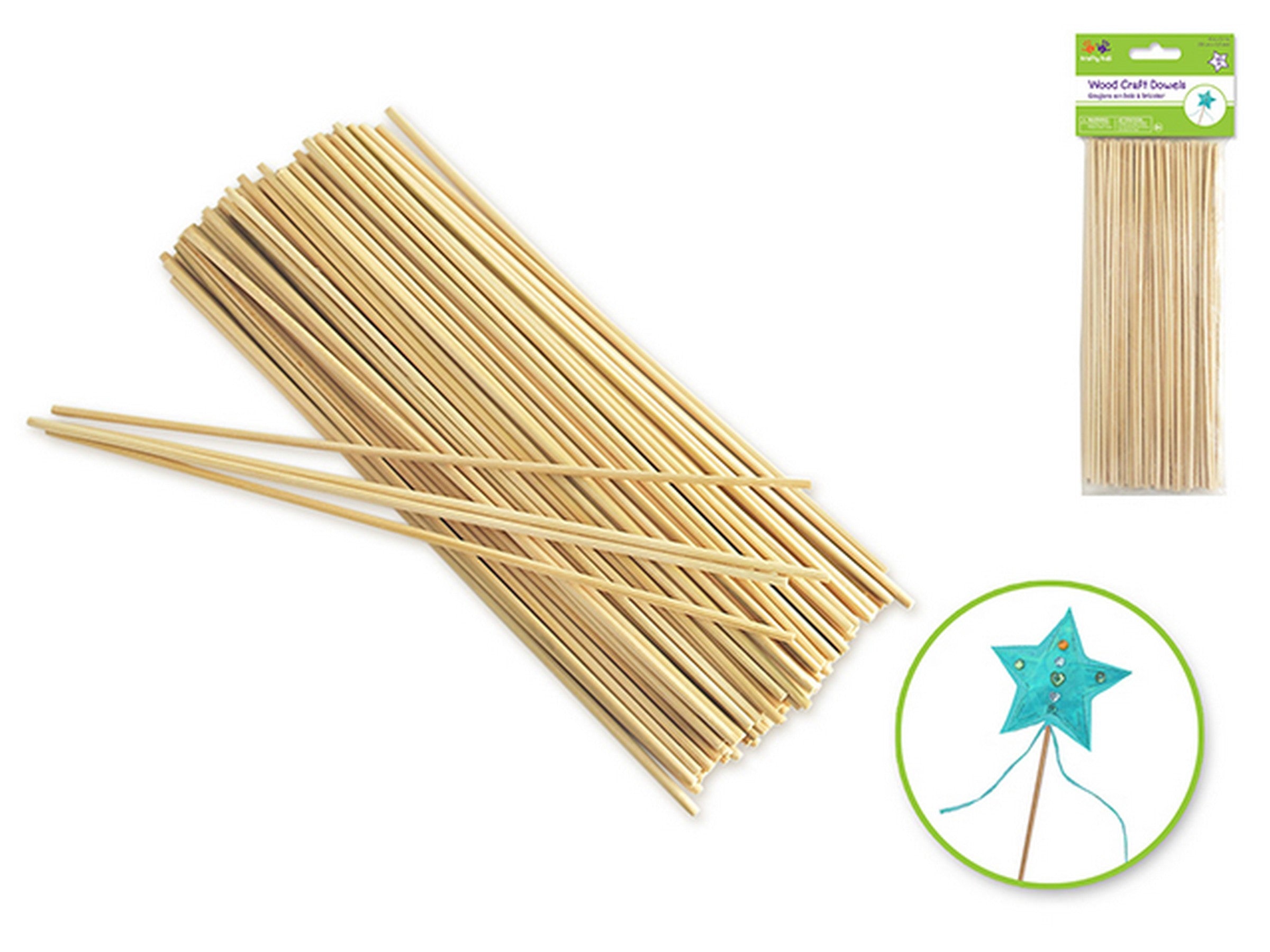 Krafty Kids 105 Wooden Dowels Unpainted 8x0.1in