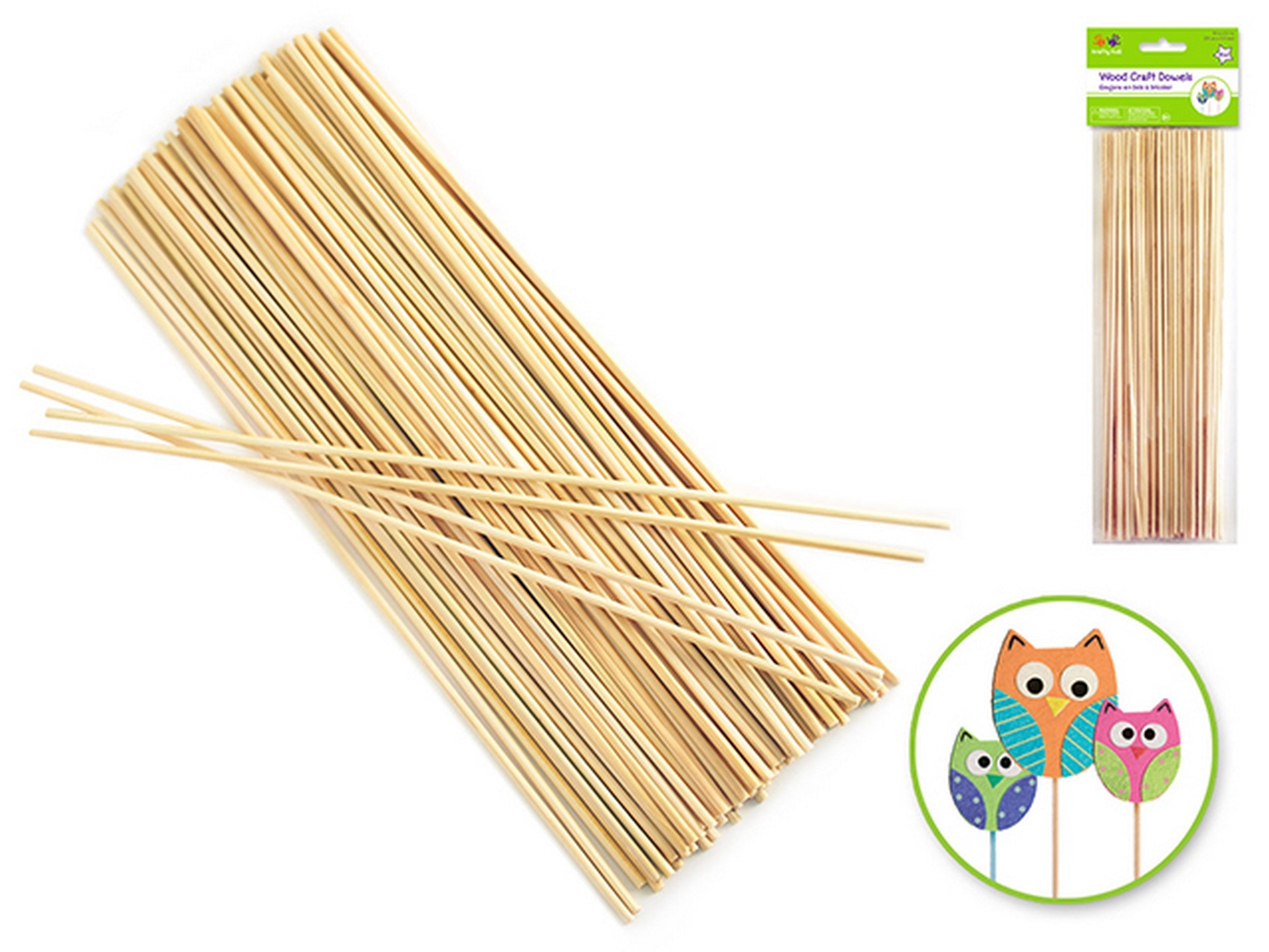 Krafty Kids 85 Wooden Dowels Unpainted 10x0.1in