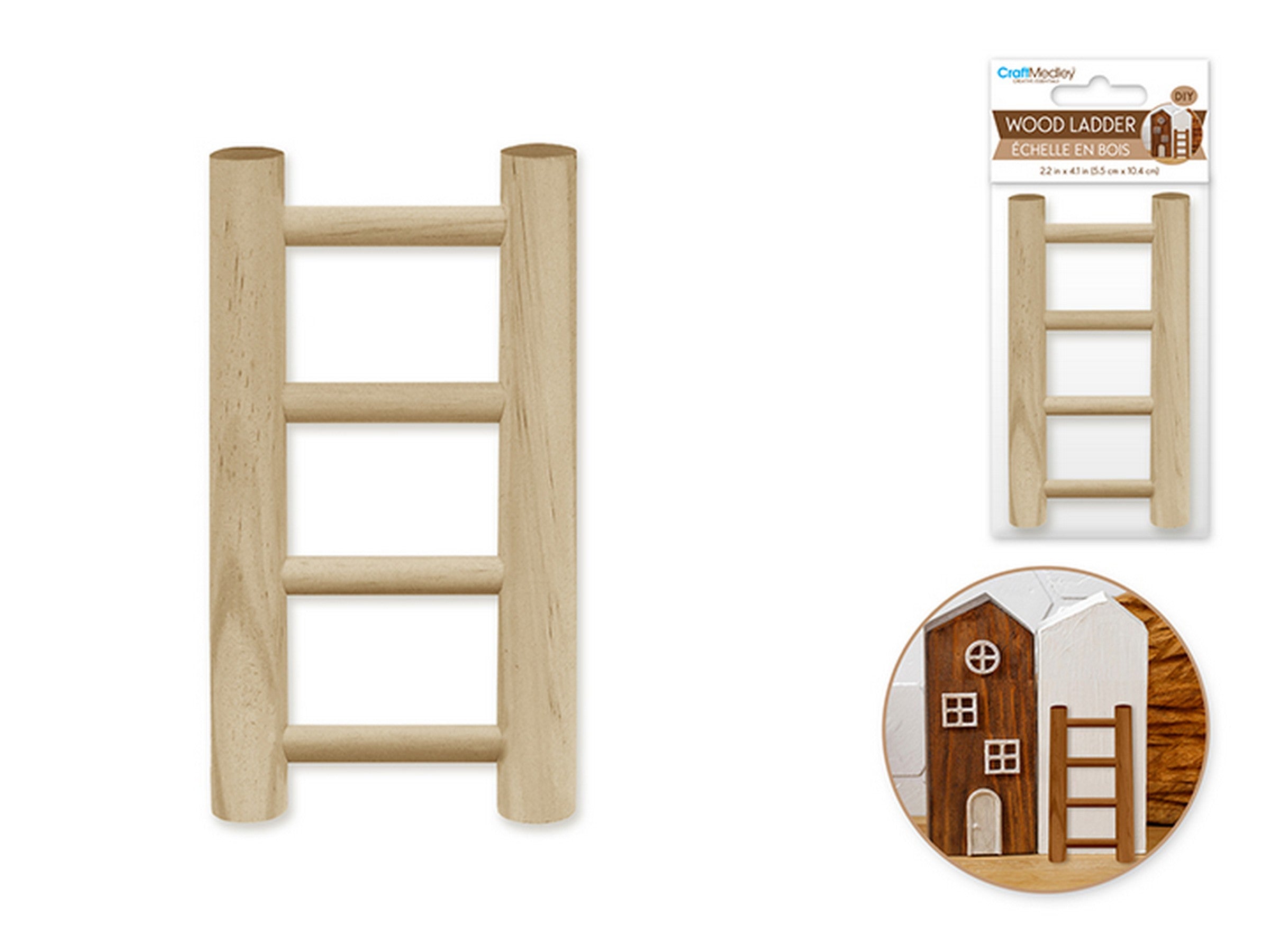 Craft Medley DIY Log House 4-Rung Ladder - Unpainted 4.1x2.2in
