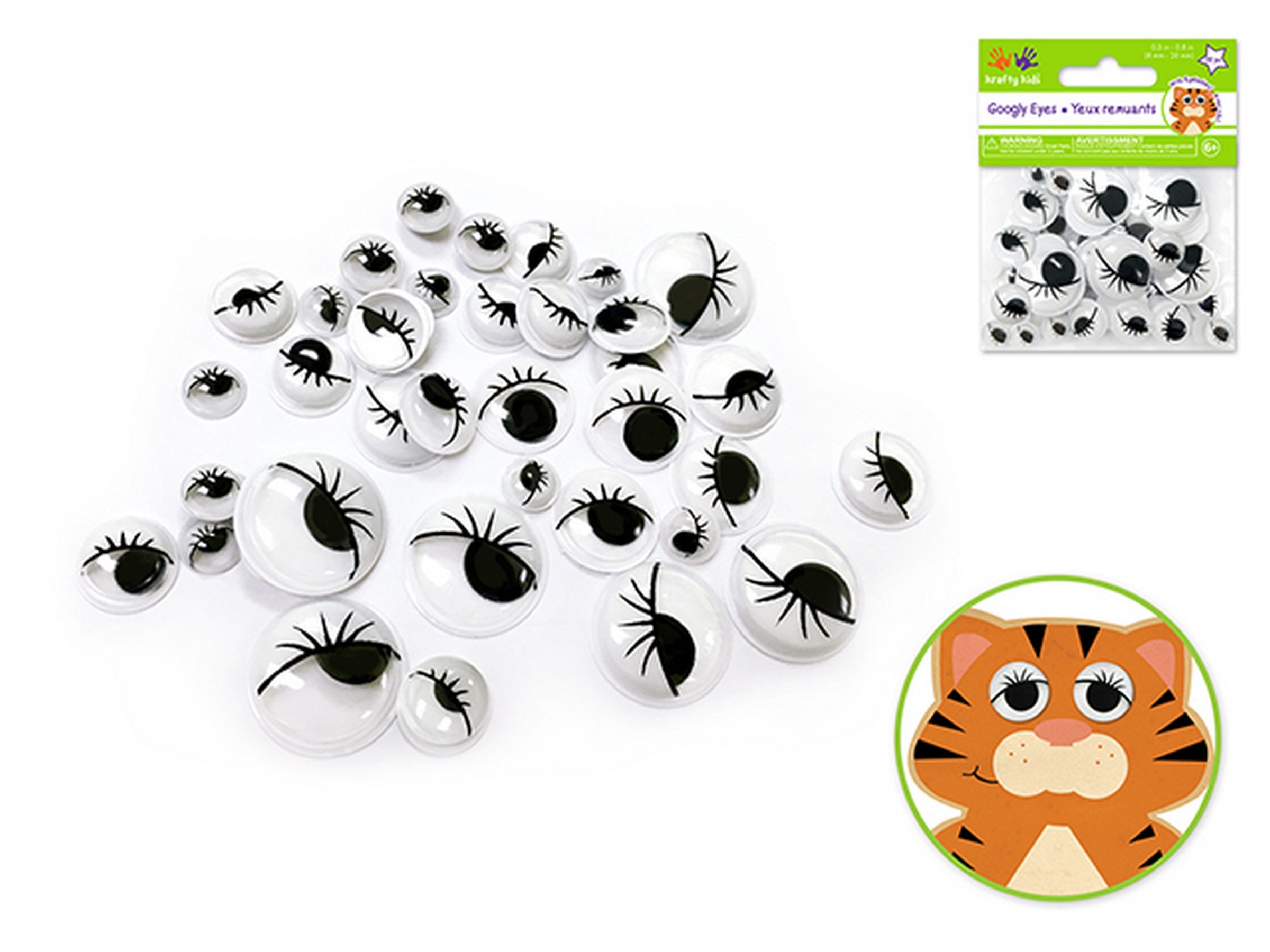 Krafty Kids 38 Black Googly Eyes 0.3in to 0.8in
