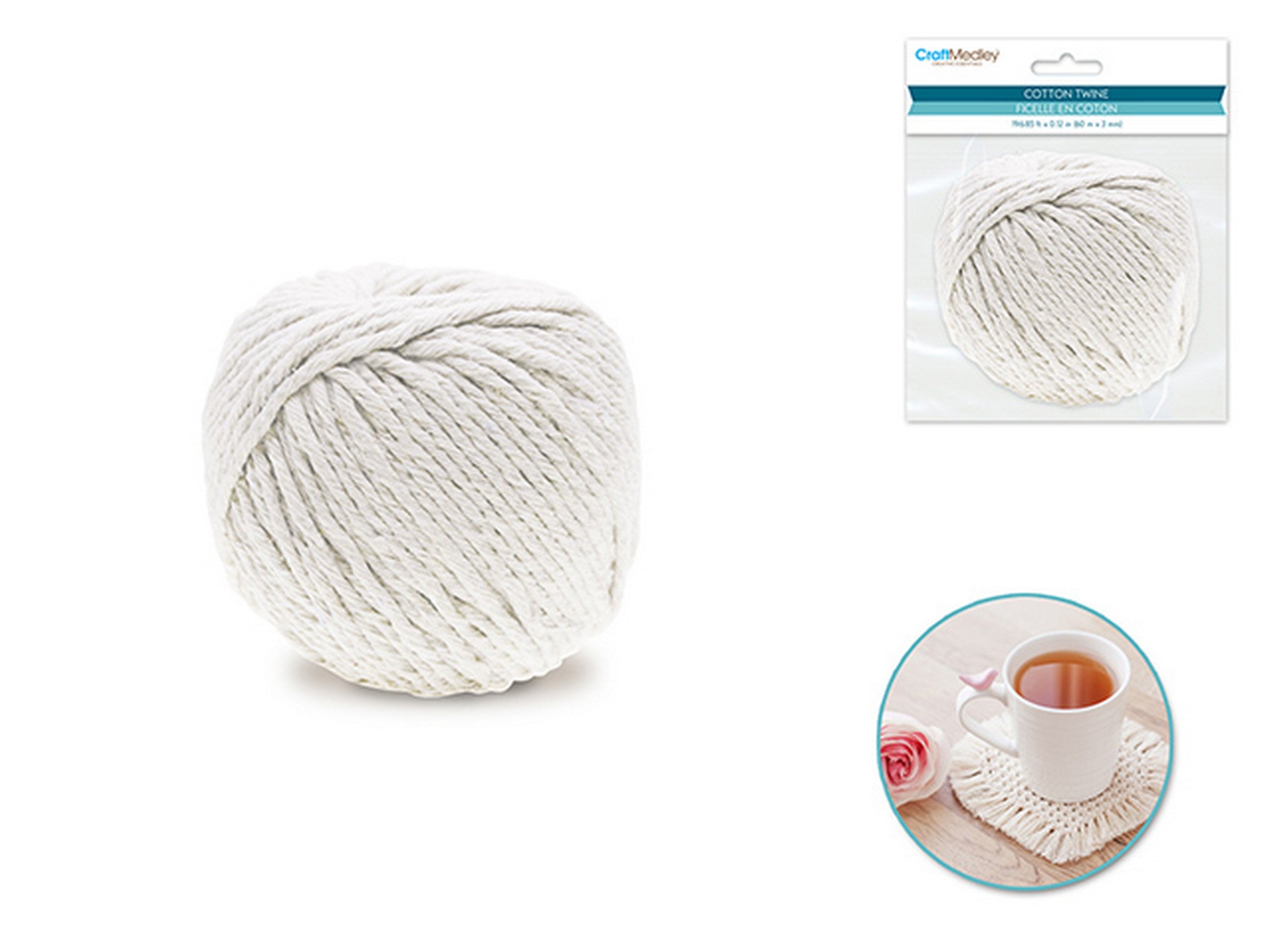 Craft Medley White Cotton Twine 197ft x 0.12in