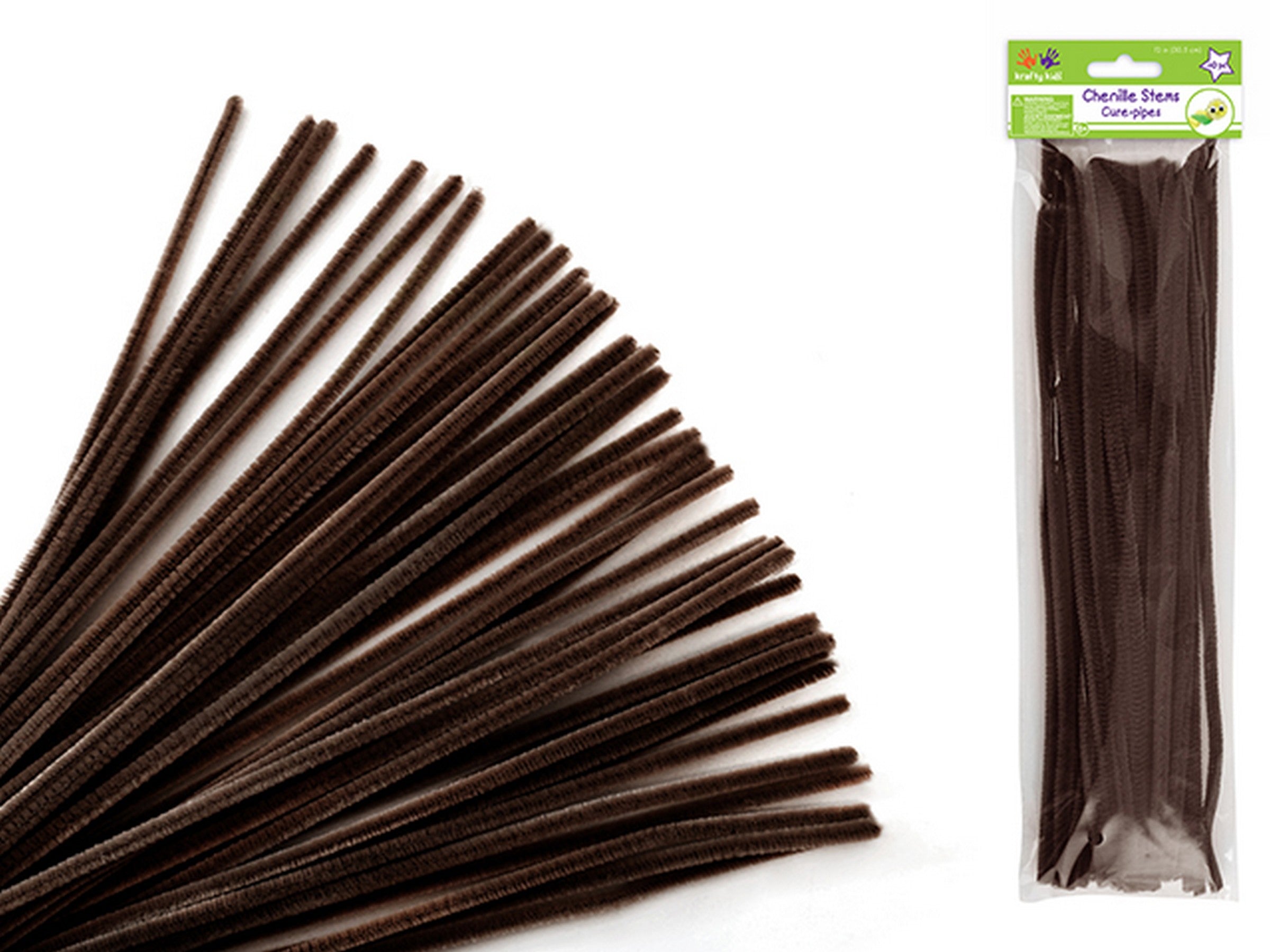 Krafty Kids 40 Pipe Cleaners Dark Brown 12in