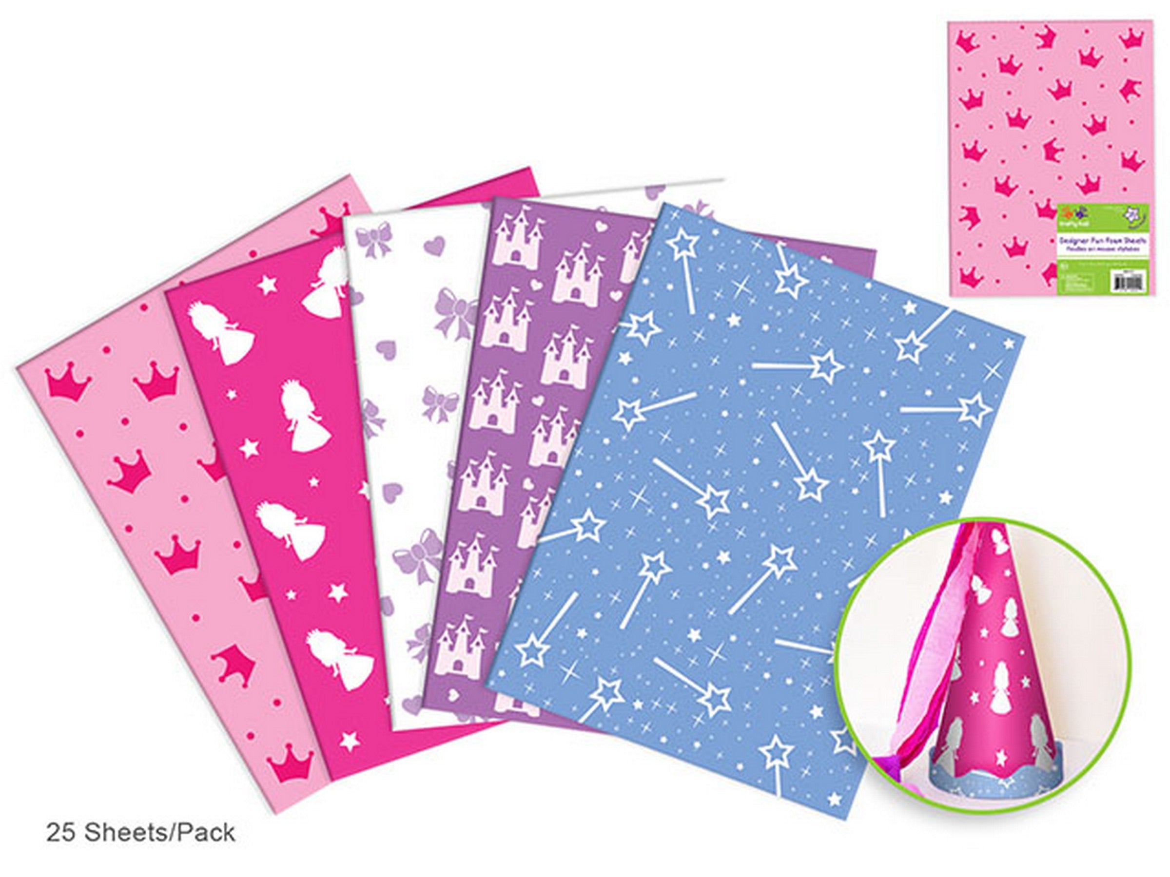 Krafty Kids Printed Foam Square Princess 9x12in VRT