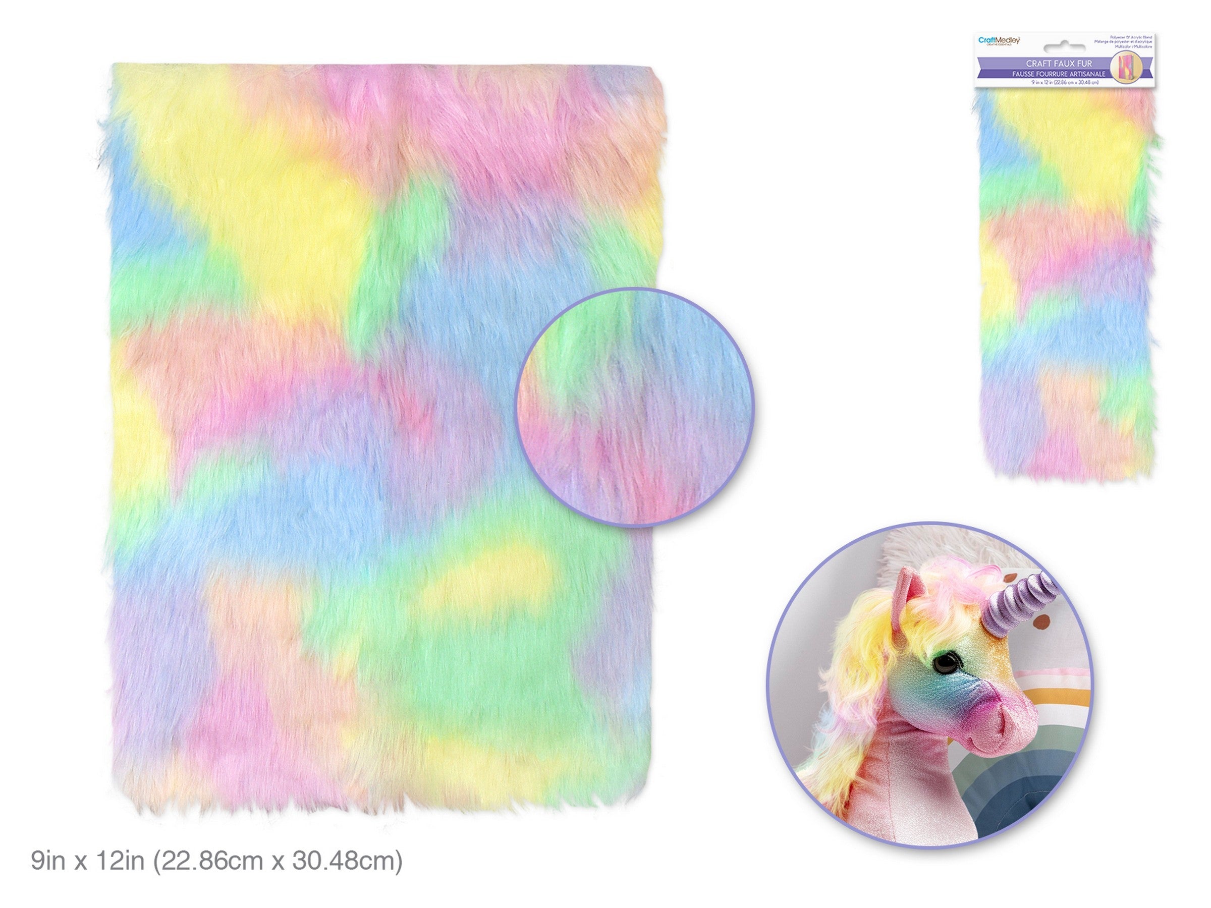 Craft Medley Multi Pattern 0.8in Hairs Faux-Fur Sheet 9x12in