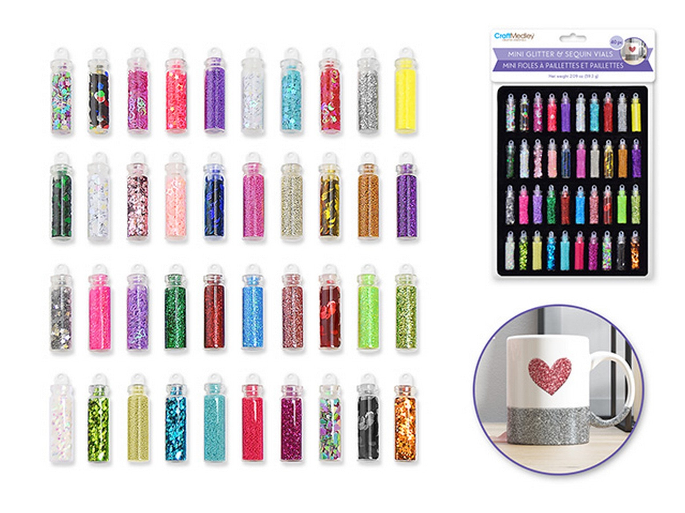 Craft Medley 40 Mini Glitter and Sequin Vials 2.09oz