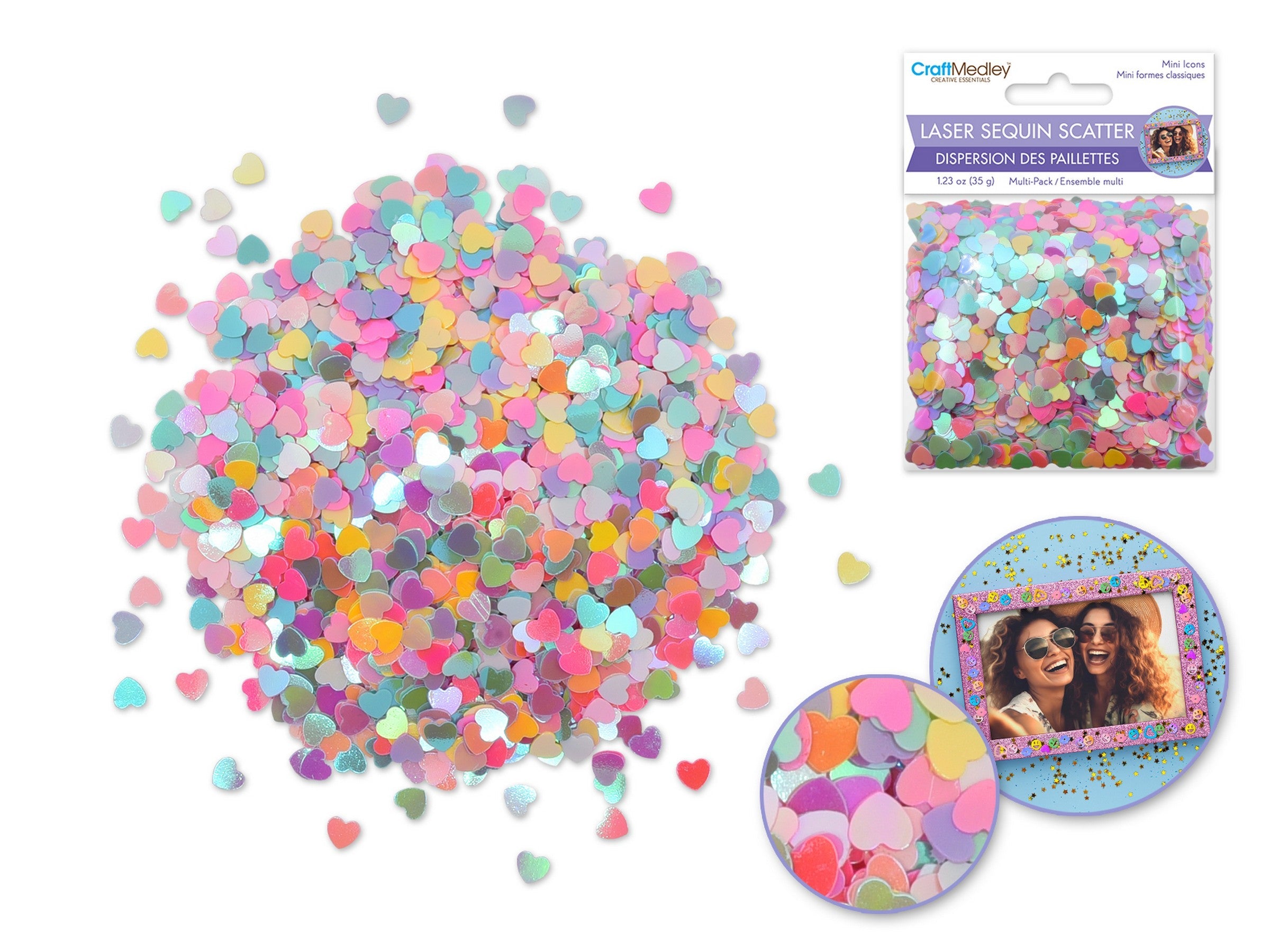 Craft Medley Mini Laser Multi-Pack Sequin Scatter - Heart 35g