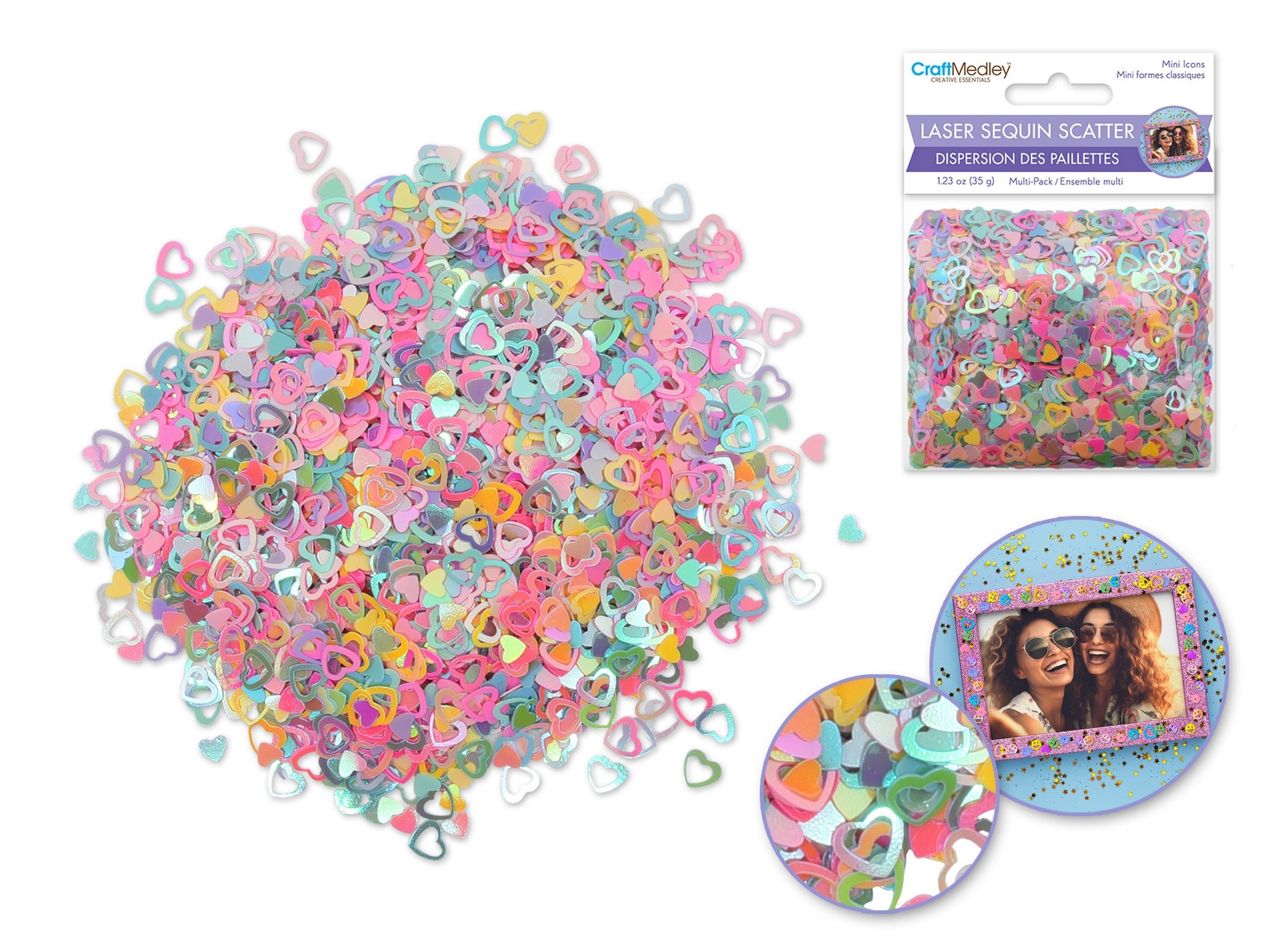 Craft Medley Mini Laser Multi-Pack Sequin Scatter - Open Heart 35g